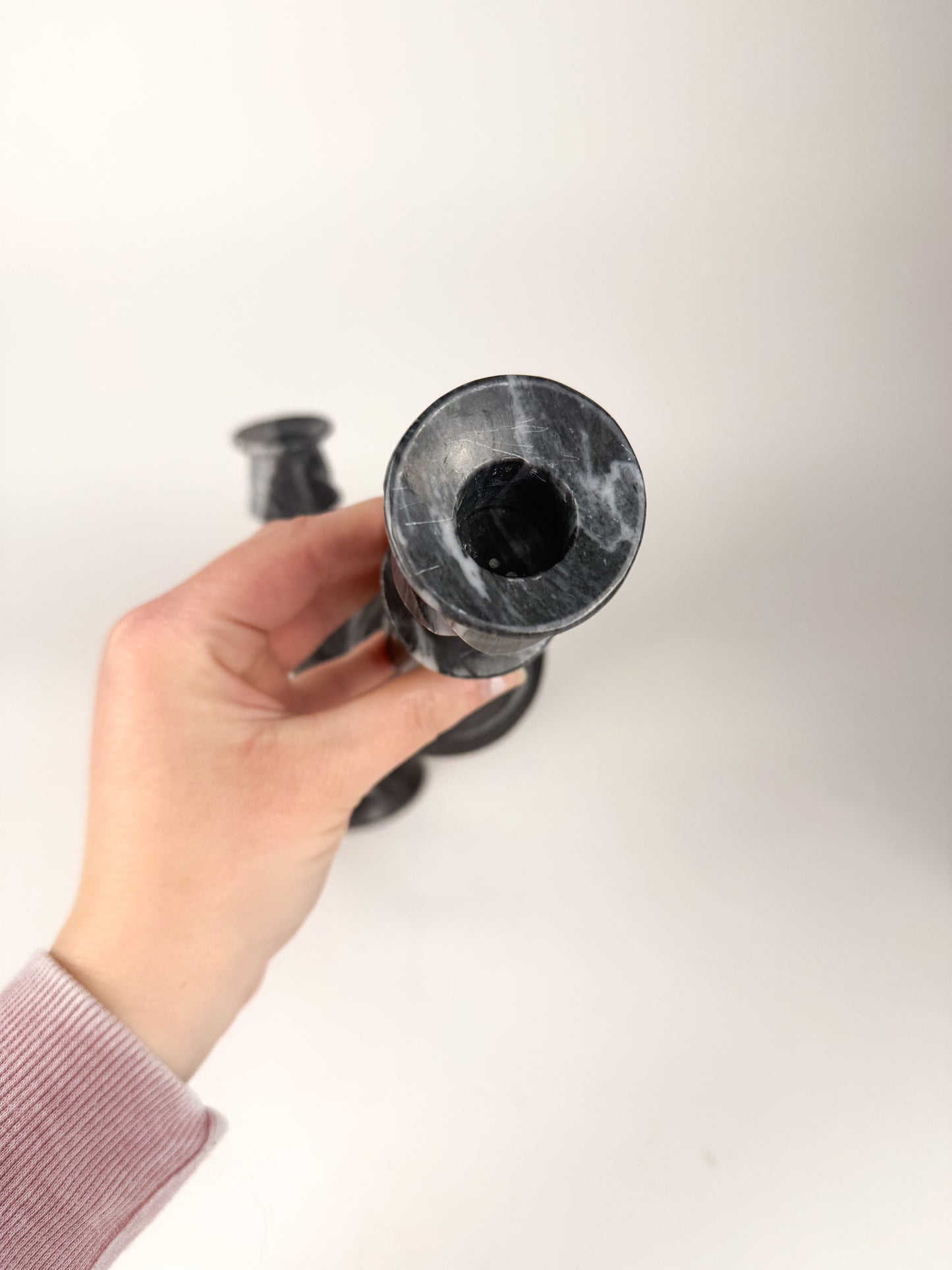 Black marble candlesticks - Set of 2