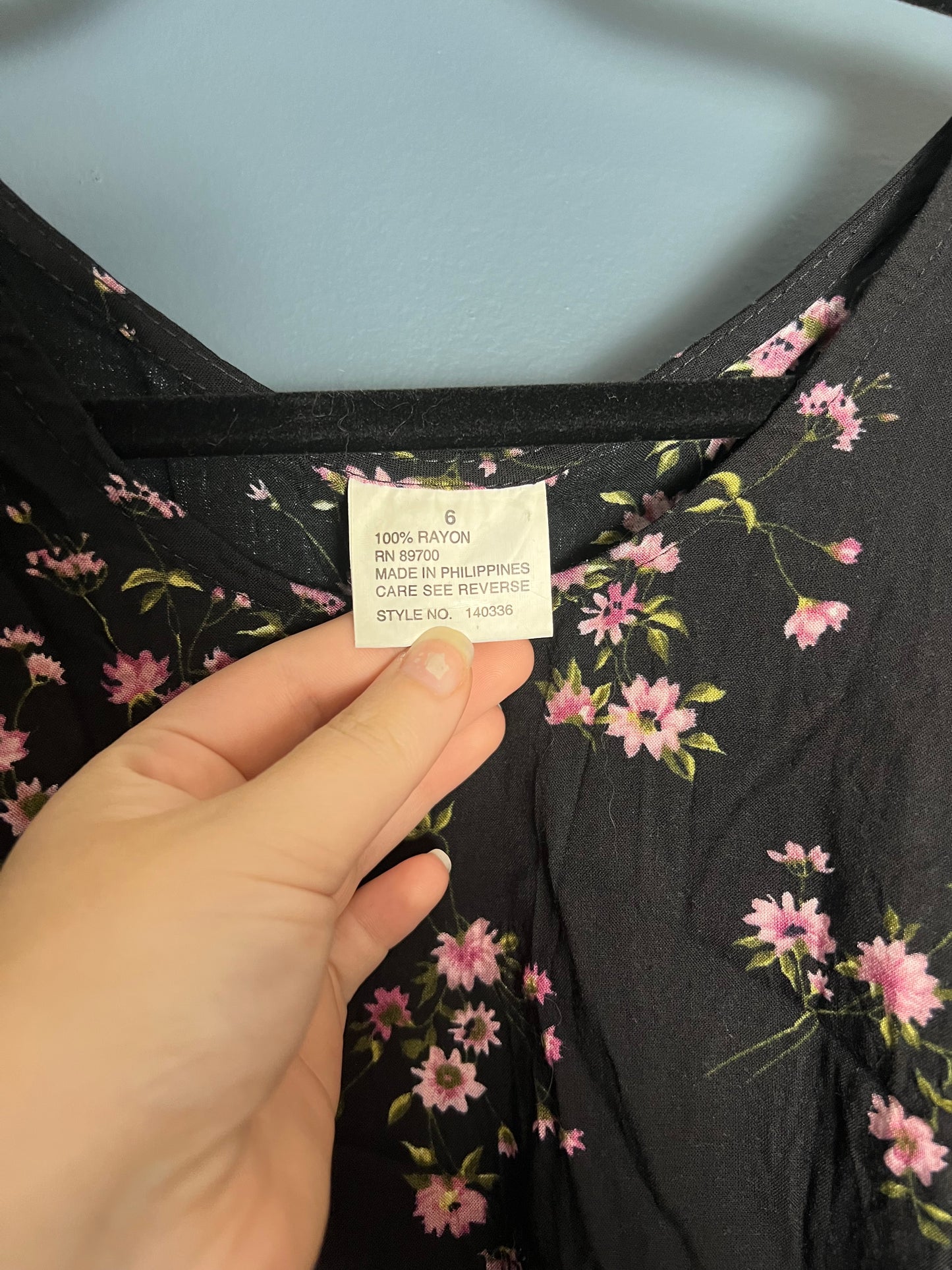 Unmarked Black Dress w/ Pink Florals