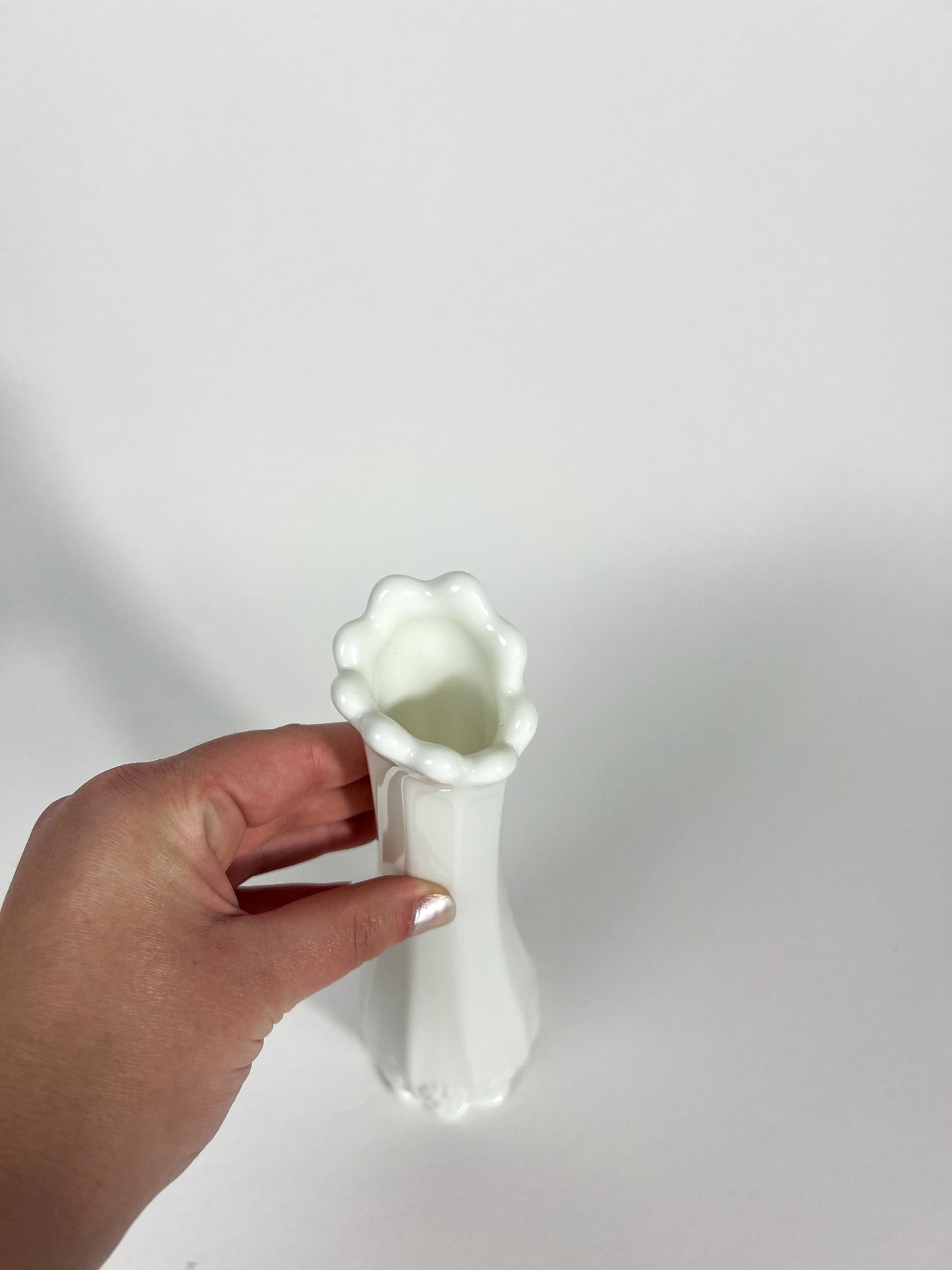 Westmoreland Milk Glass Swung Vase - Paneled Grapes