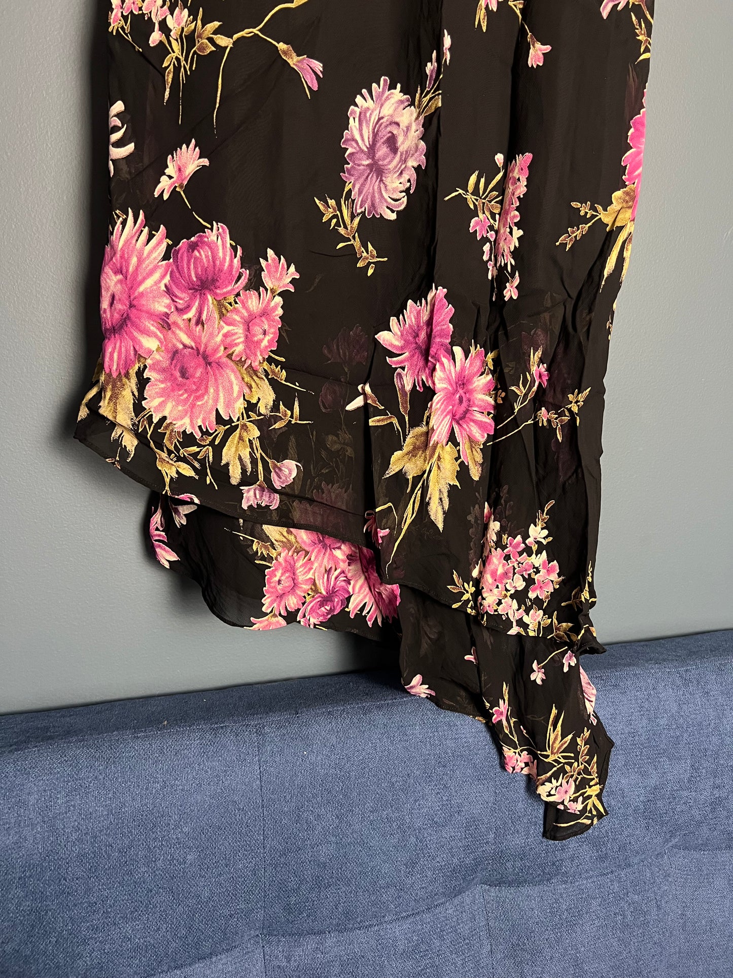Evan-Picone Black w/ Pink Flowers Dress