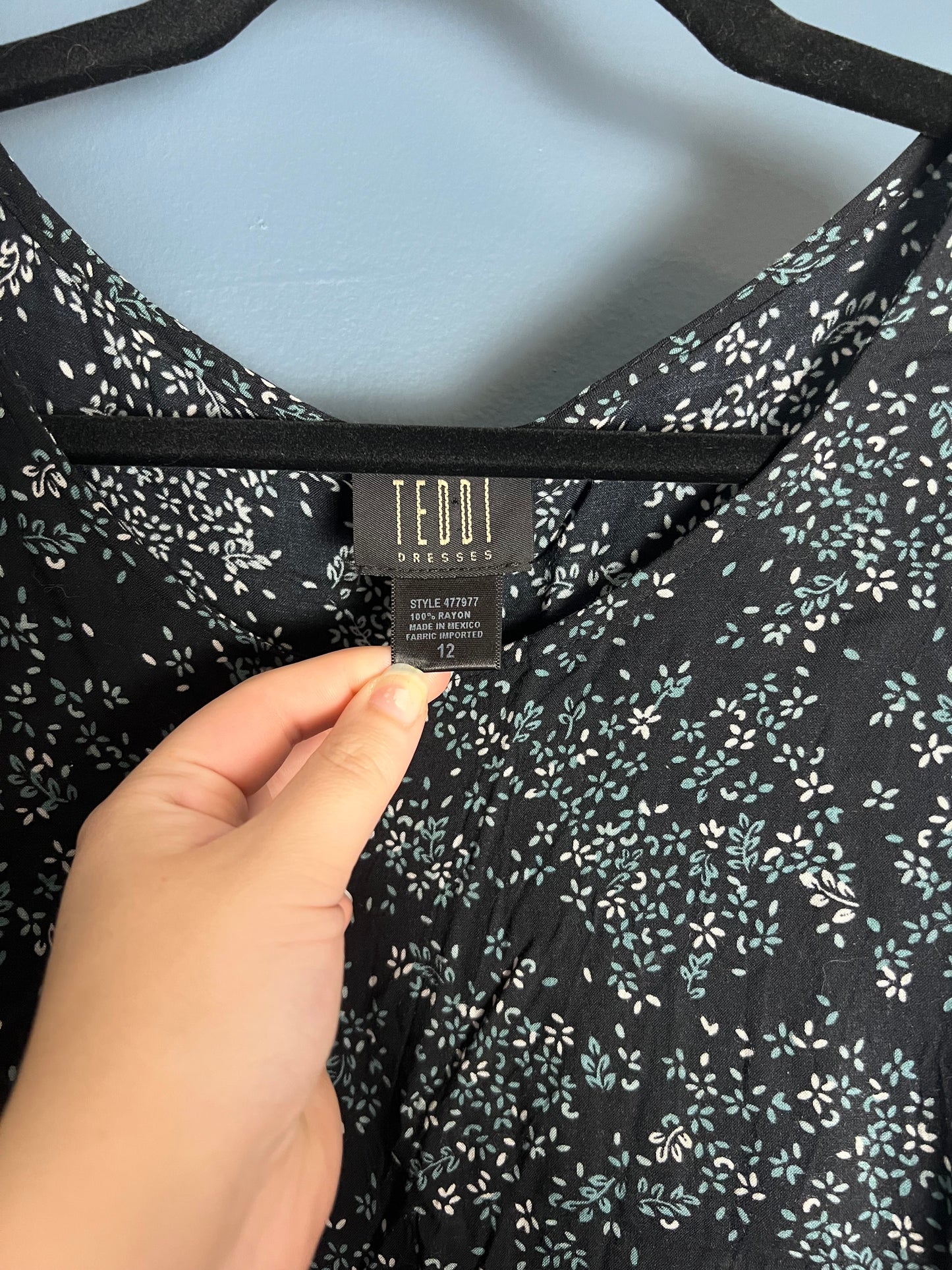 Teddi Black Dress w/ Green Florals
