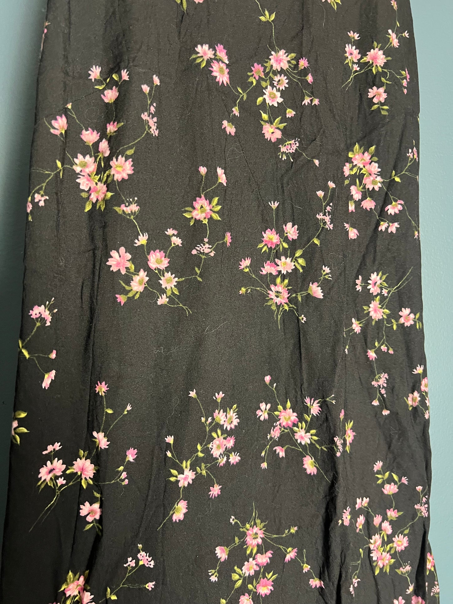 Unmarked Black Dress w/ Pink Florals