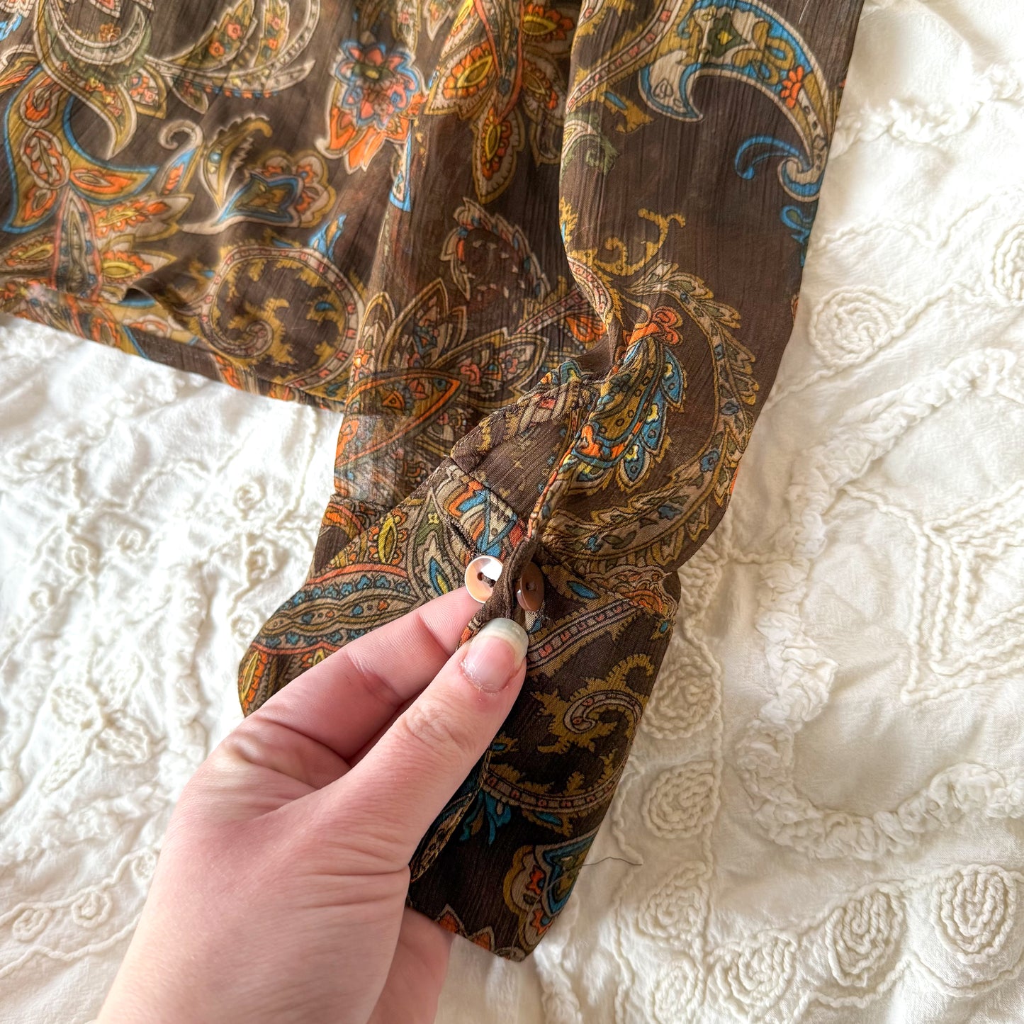 Vintage Kasper Brown/Orange Paisley Blouse