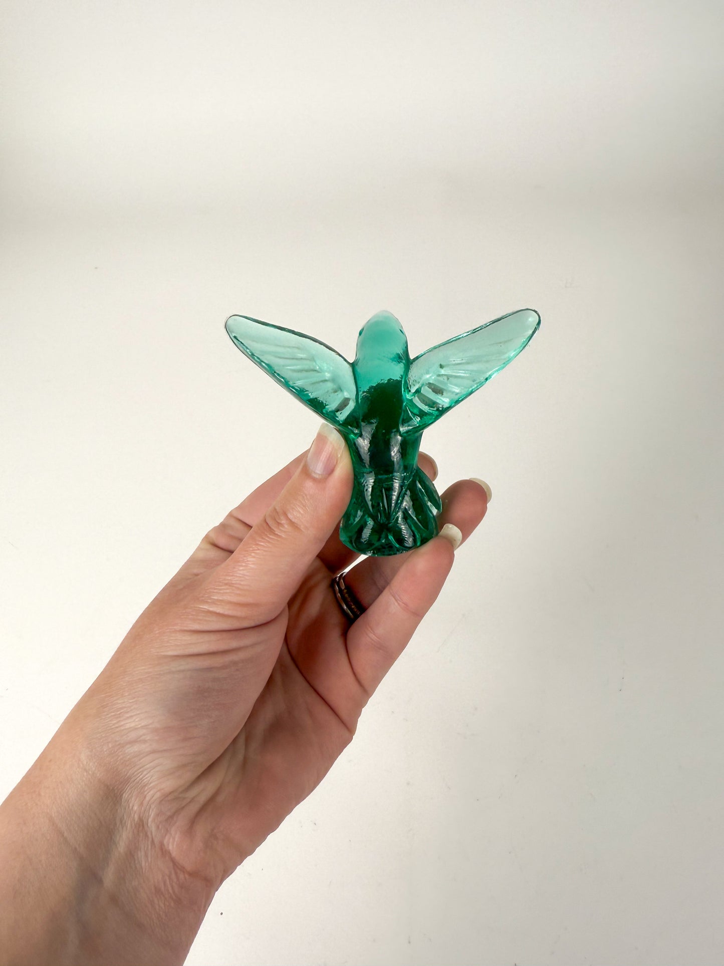 Murano green glass hummingbird