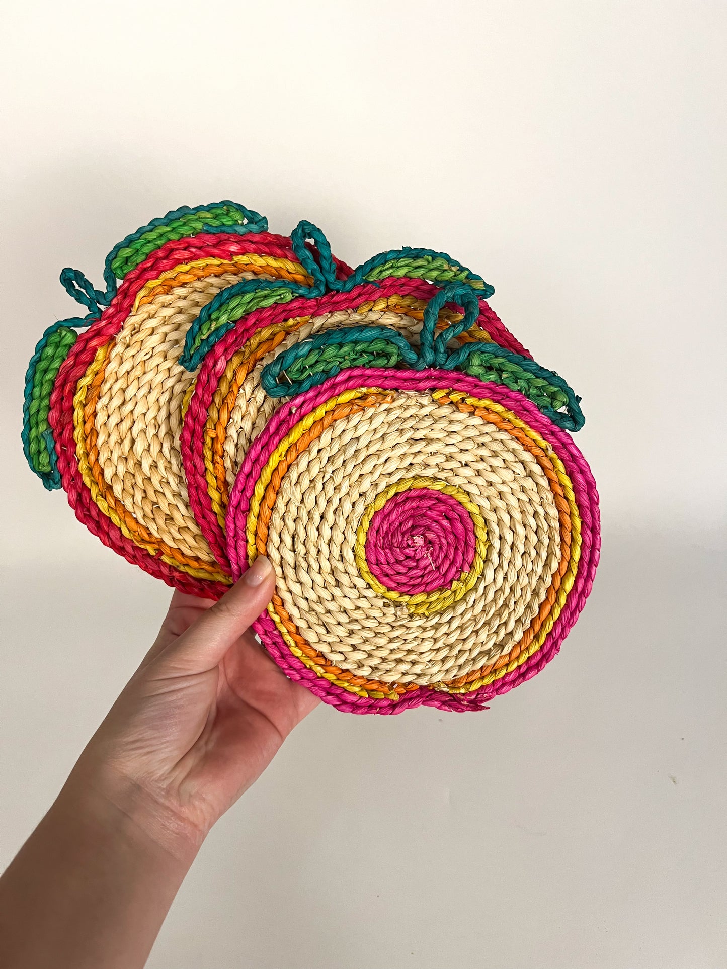 Vintage Woven Seagrass Apple Trivets