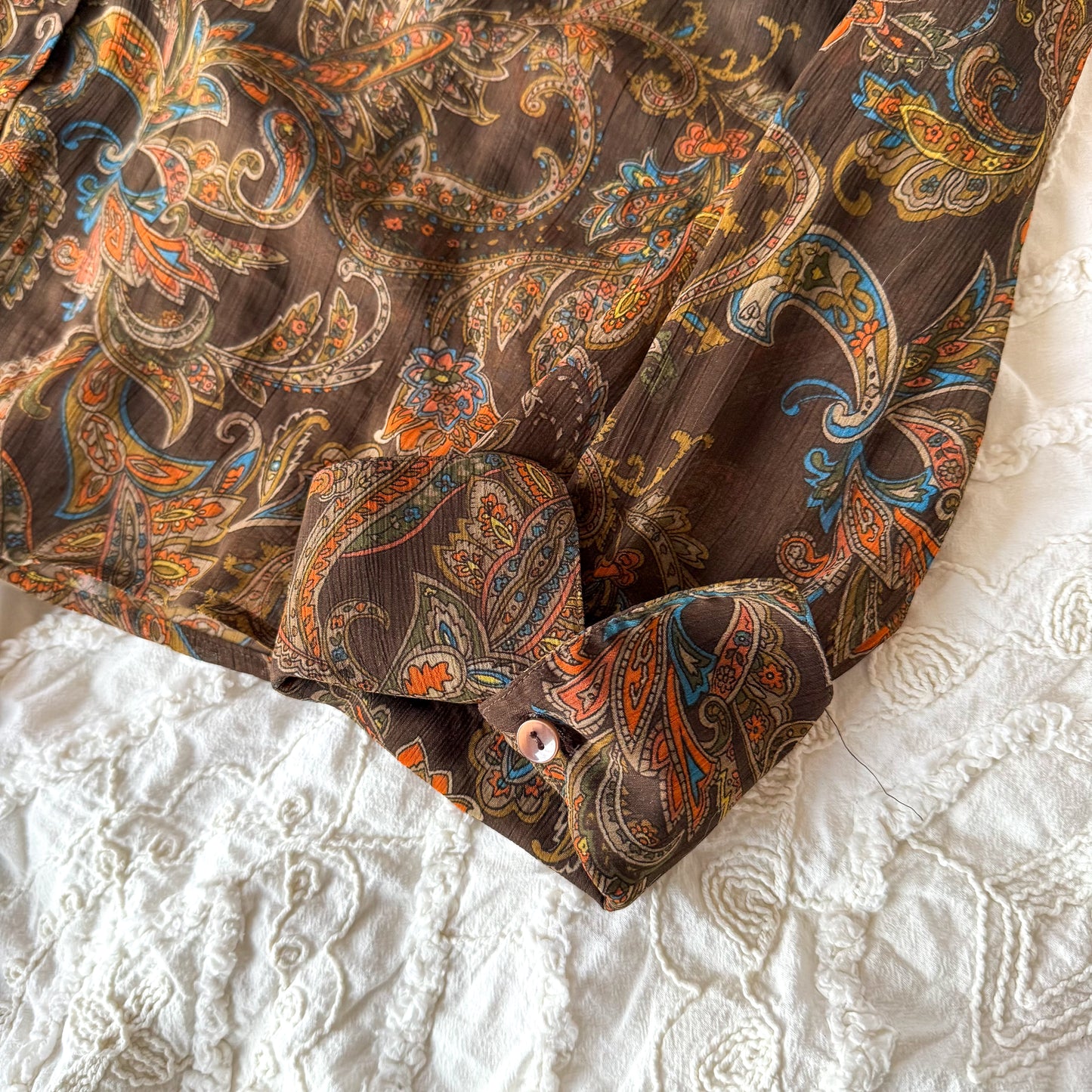 Vintage Kasper Brown/Orange Paisley Blouse