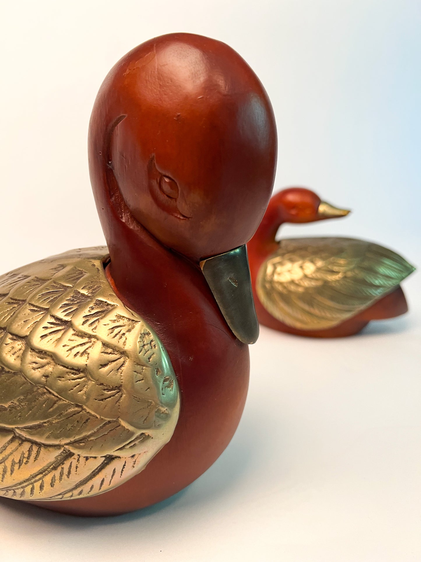 Vintage Dolbi Cashier Brass & Wood Duck Figurines