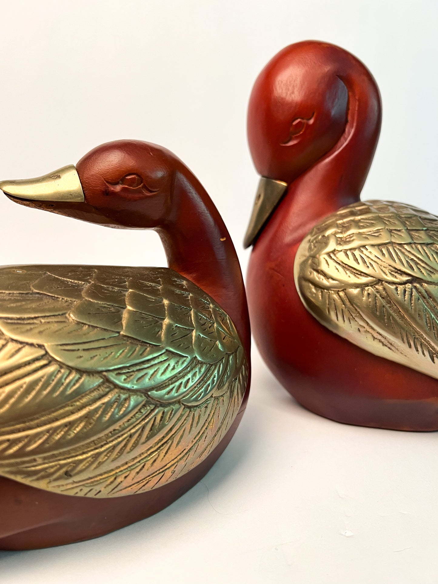 Vintage Dolbi Cashier Brass & Wood Duck Figurines