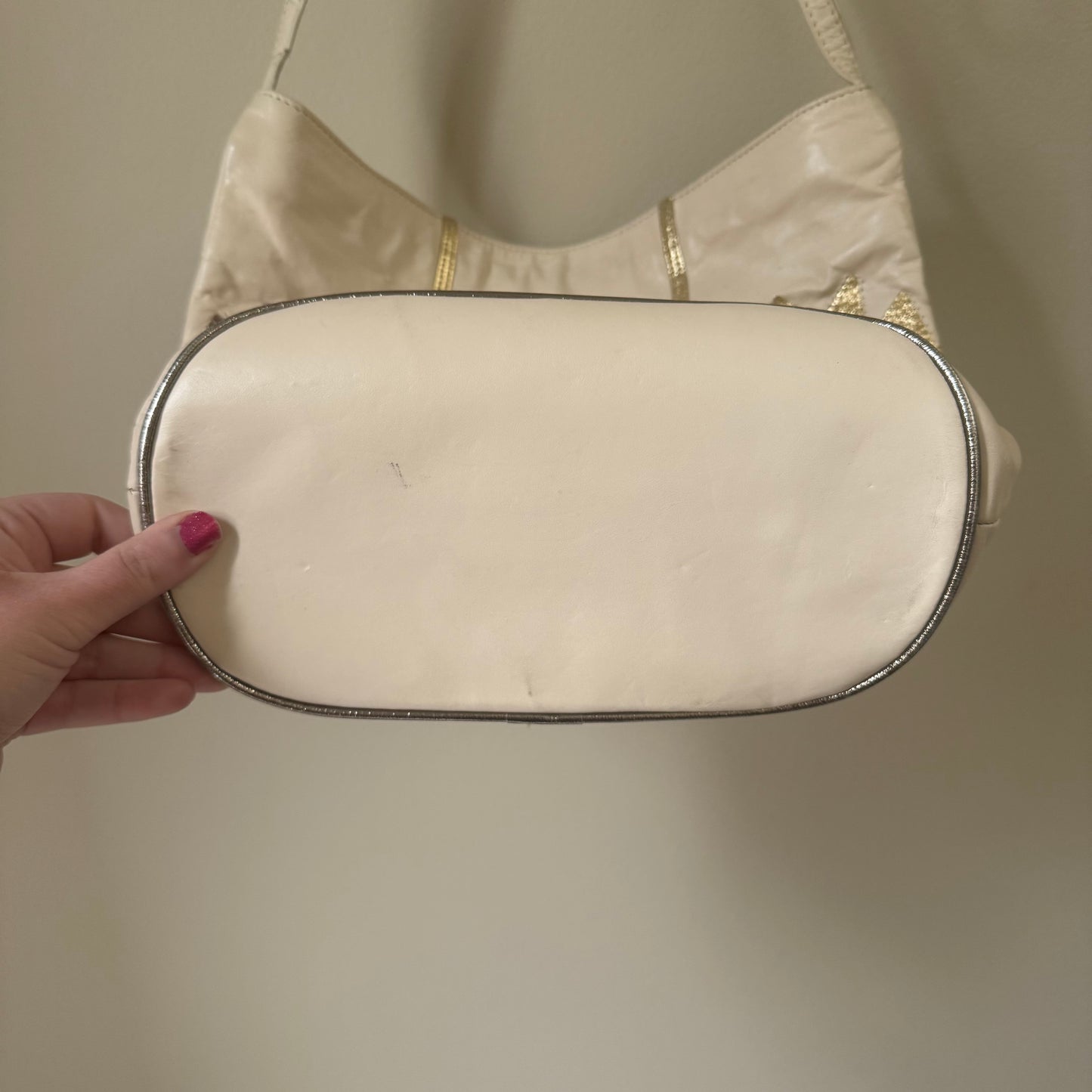 80s Samir leather shoulder bag w/ geometric design