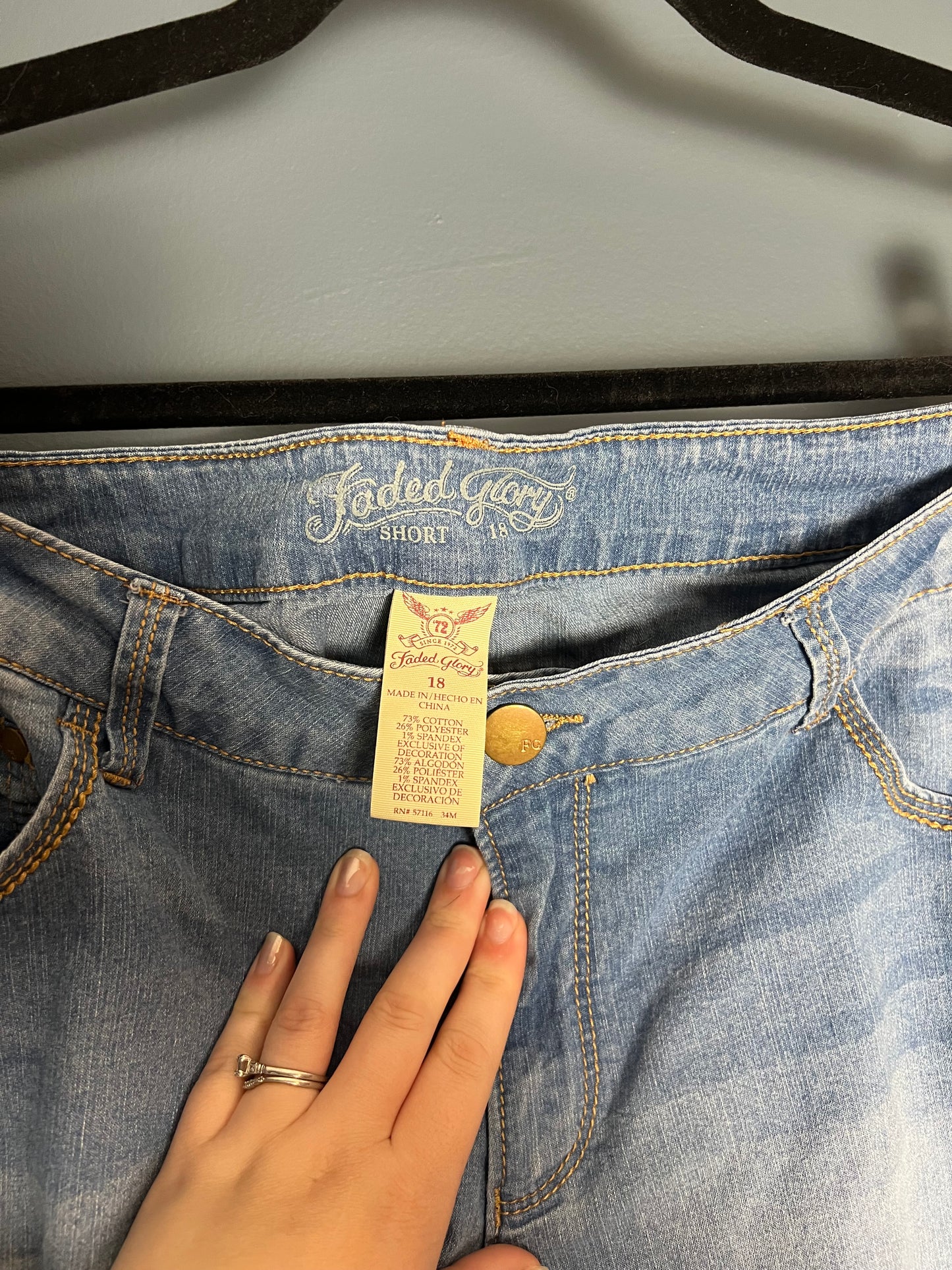 Faded Glory Embroidered Edge Denim Shorts