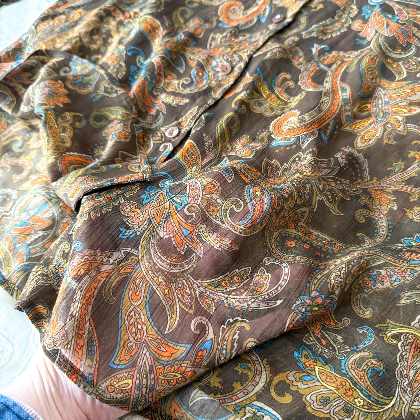 Vintage Kasper Brown/Orange Paisley Blouse