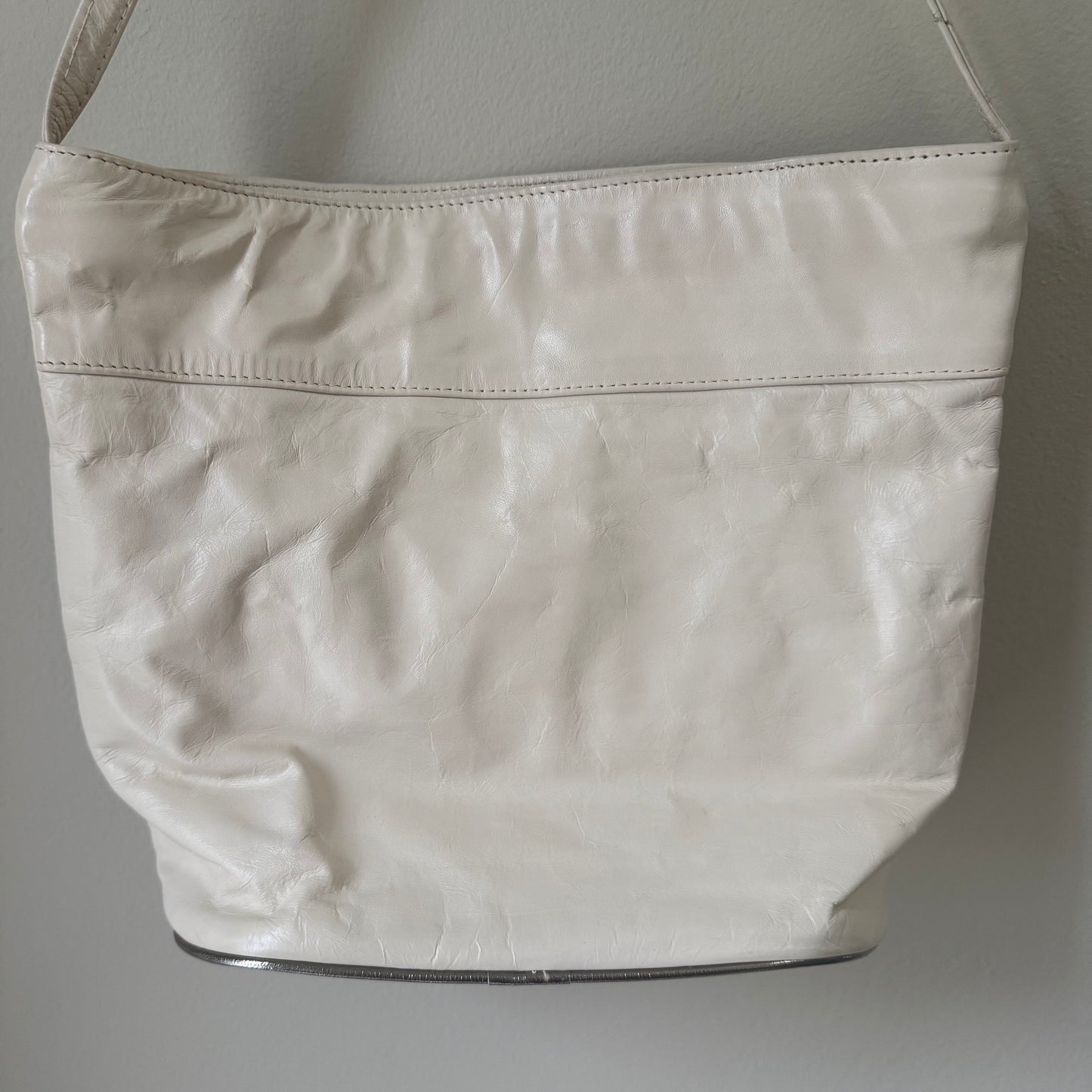 80s Samir leather shoulder bag w/ geometric design