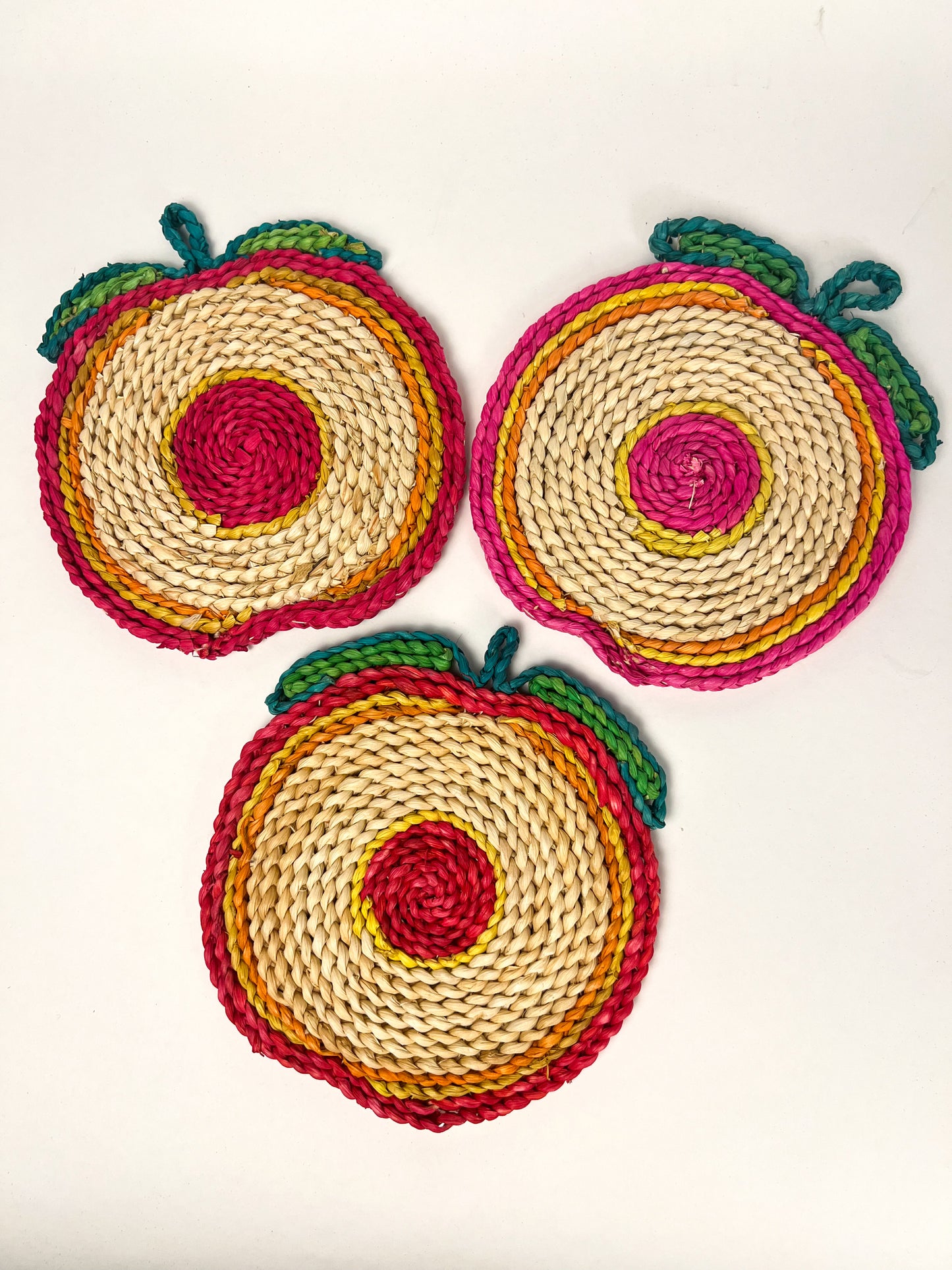 Vintage Woven Seagrass Apple Trivets
