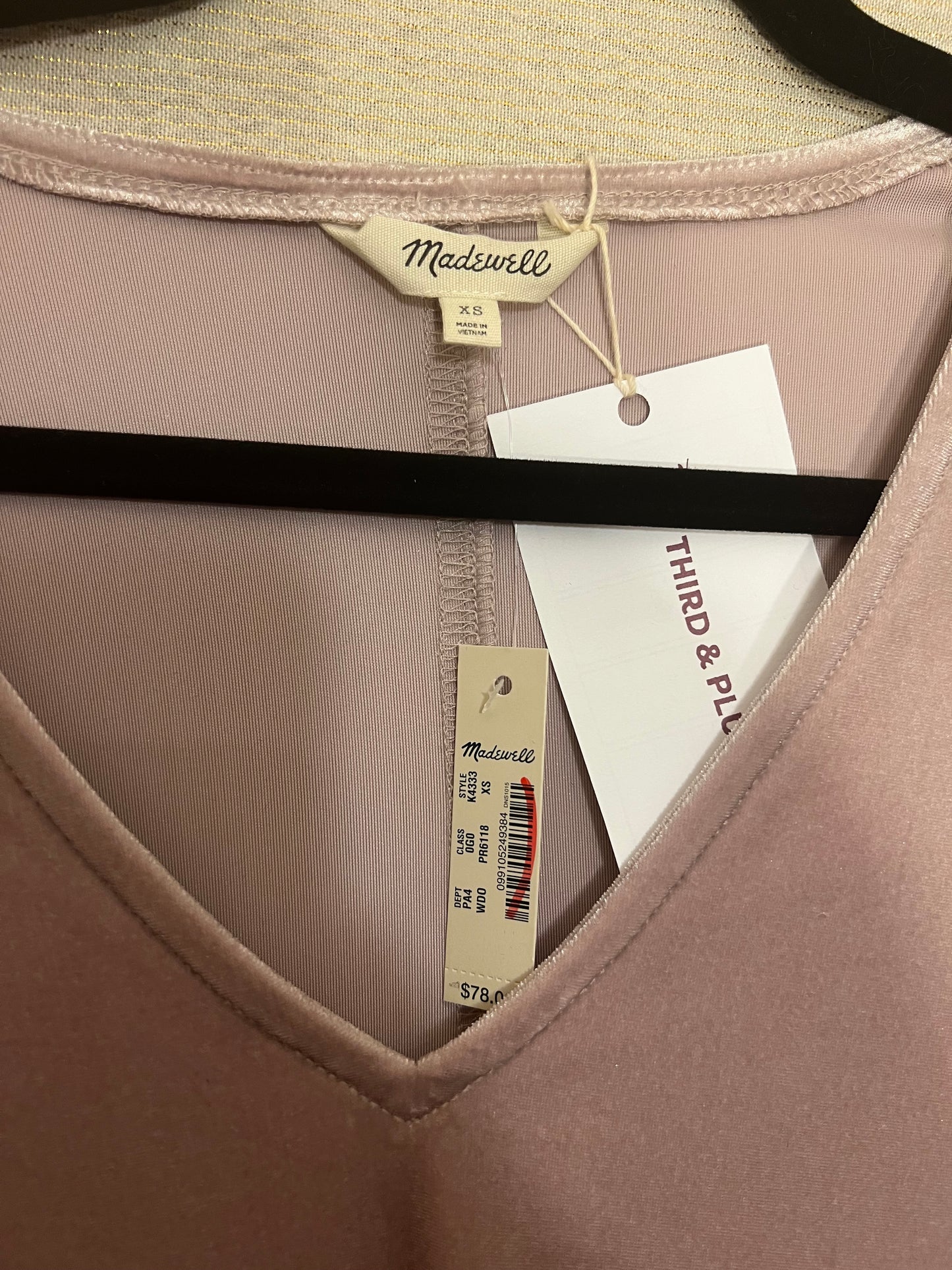 Madewell NWT Pink Velvet Dress