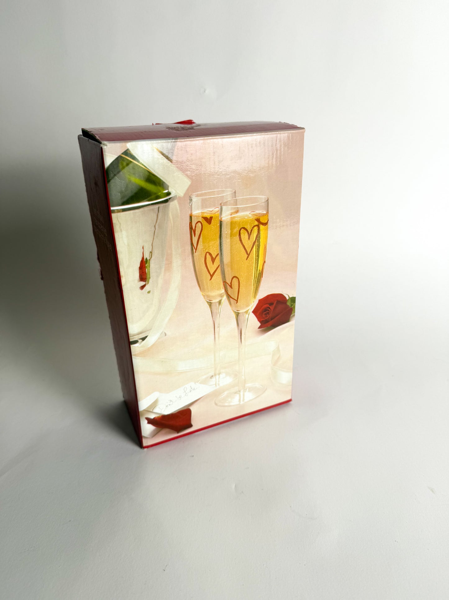 Romantic Hearts Hand-Painted Champagne Flutes