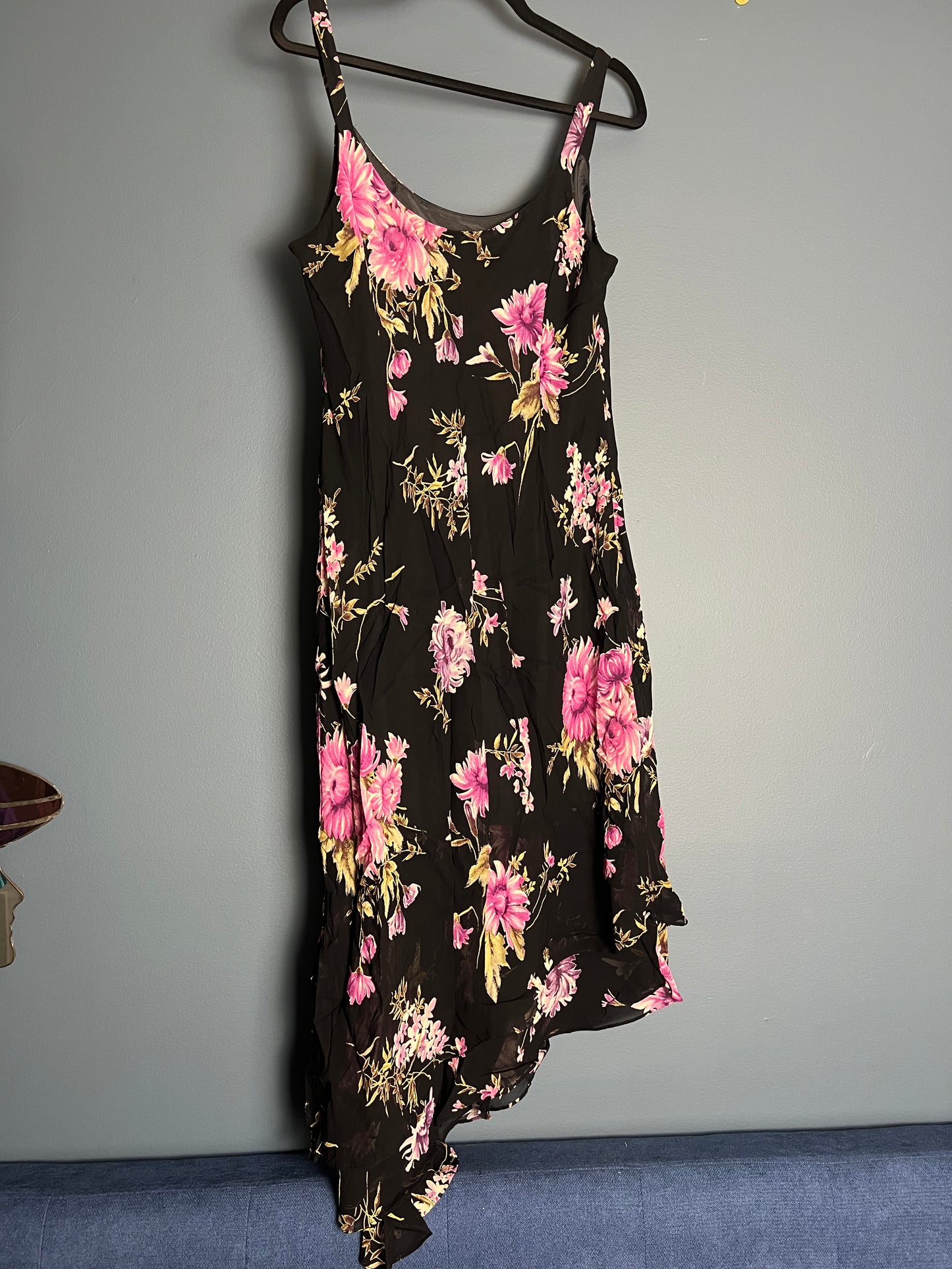 Evan-Picone Black w/ Pink Flowers Dress