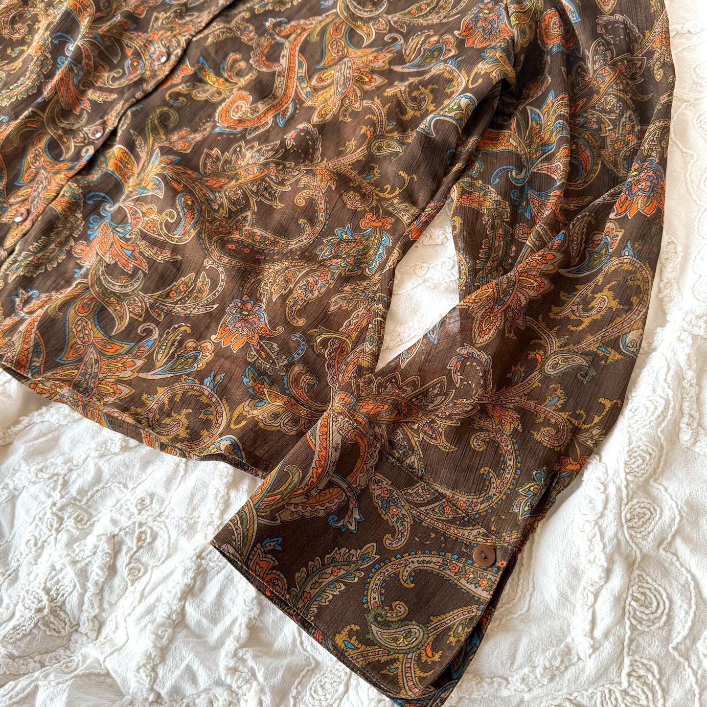 Vintage Kasper Brown/Orange Paisley Blouse