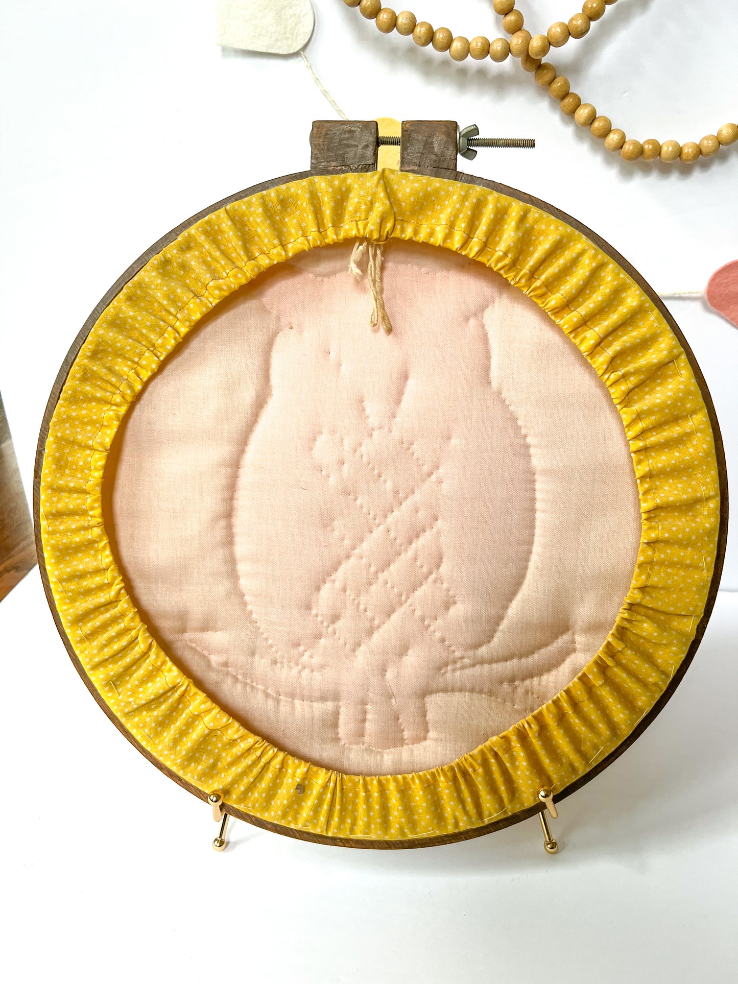 Vintage quilted owl in hoop