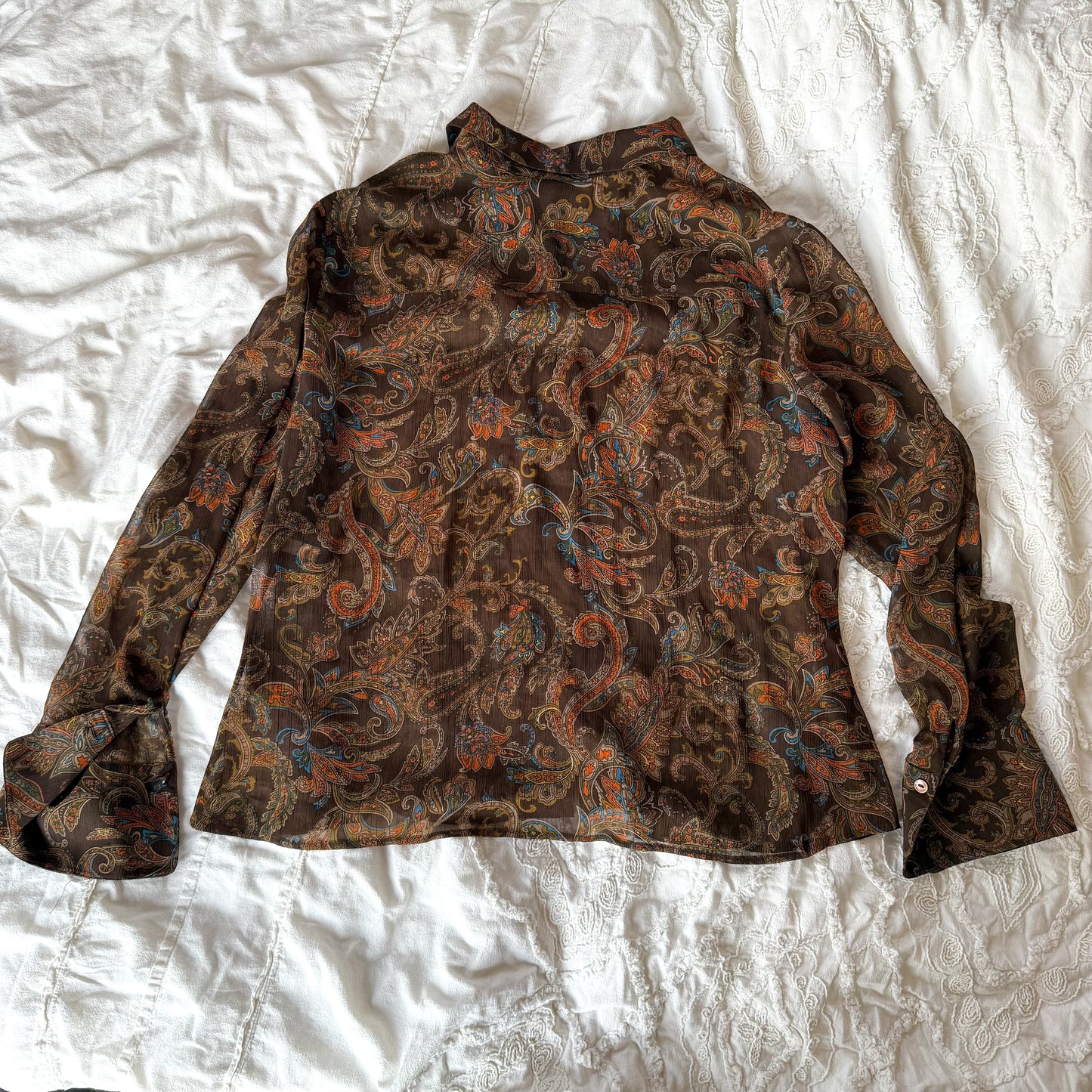 Vintage Kasper Brown/Orange Paisley Blouse