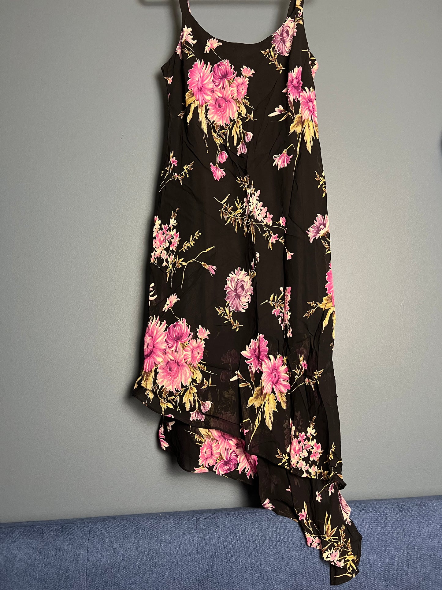 Evan-Picone Black w/ Pink Flowers Dress