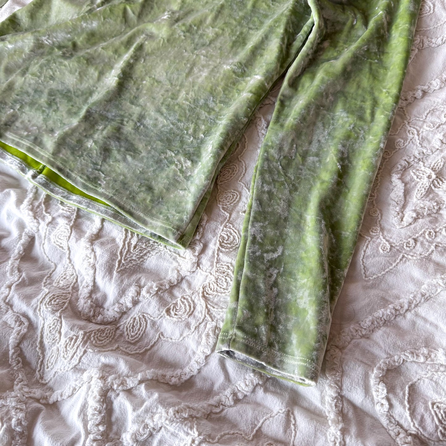 Vintage Lew Magram NY Lime Crushed Velvet Mock Turtleneck