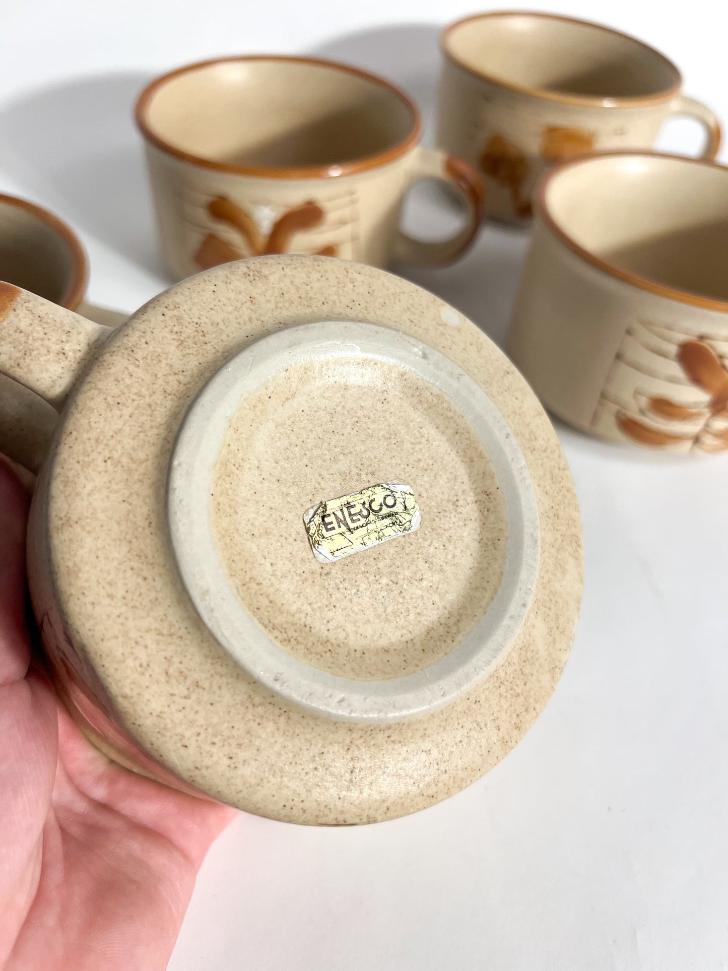 Vintage Enesco Festival Stoneware Mugs