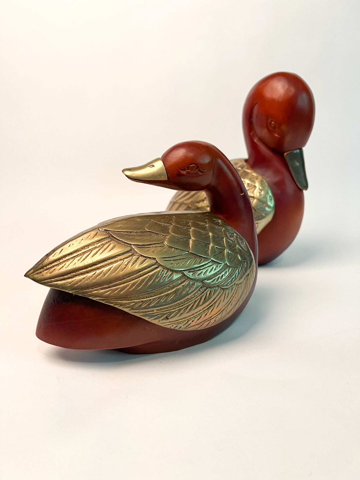 Vintage Dolbi Cashier Brass & Wood Duck Figurines