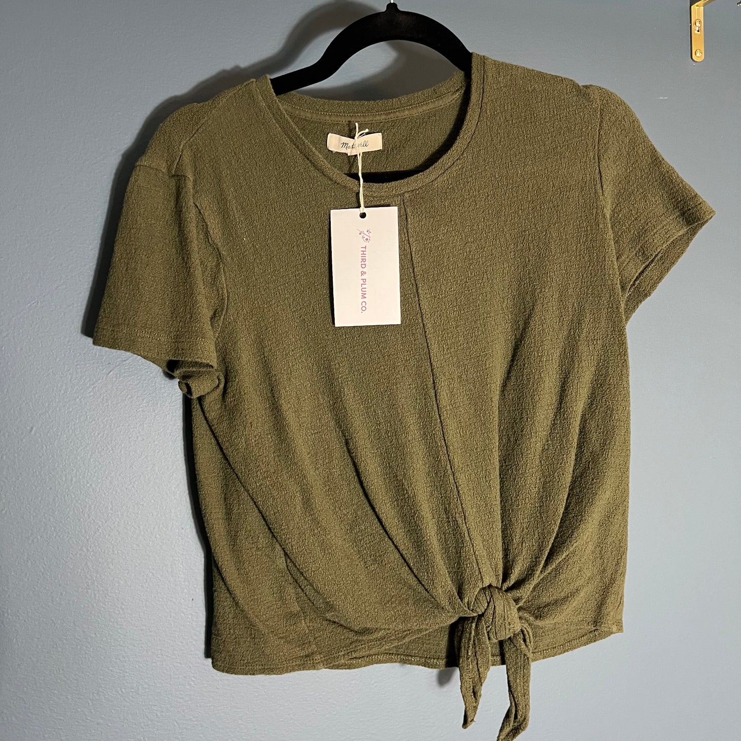 Madewell Green Knot-Front Top