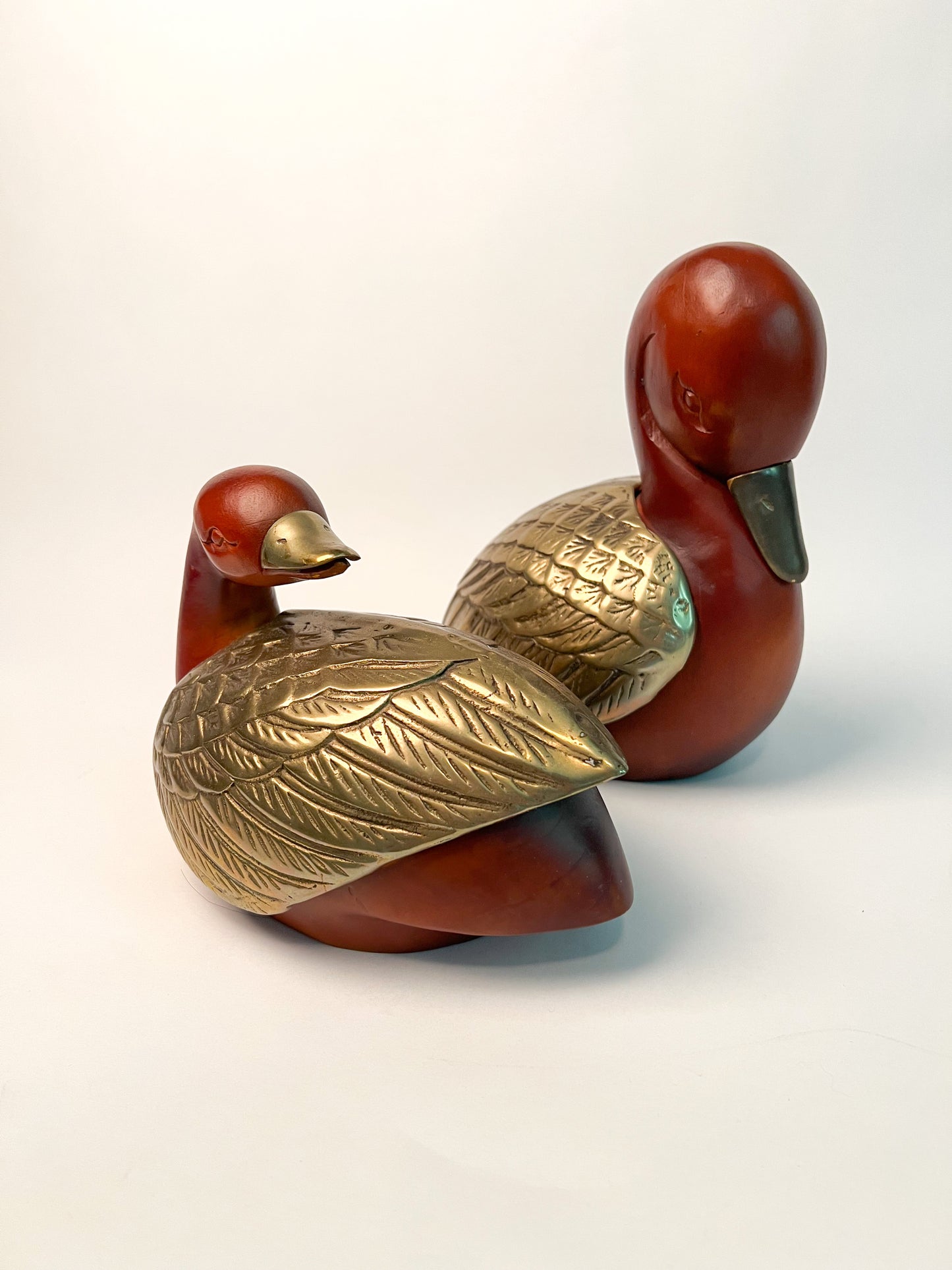 Vintage Dolbi Cashier Brass & Wood Duck Figurines