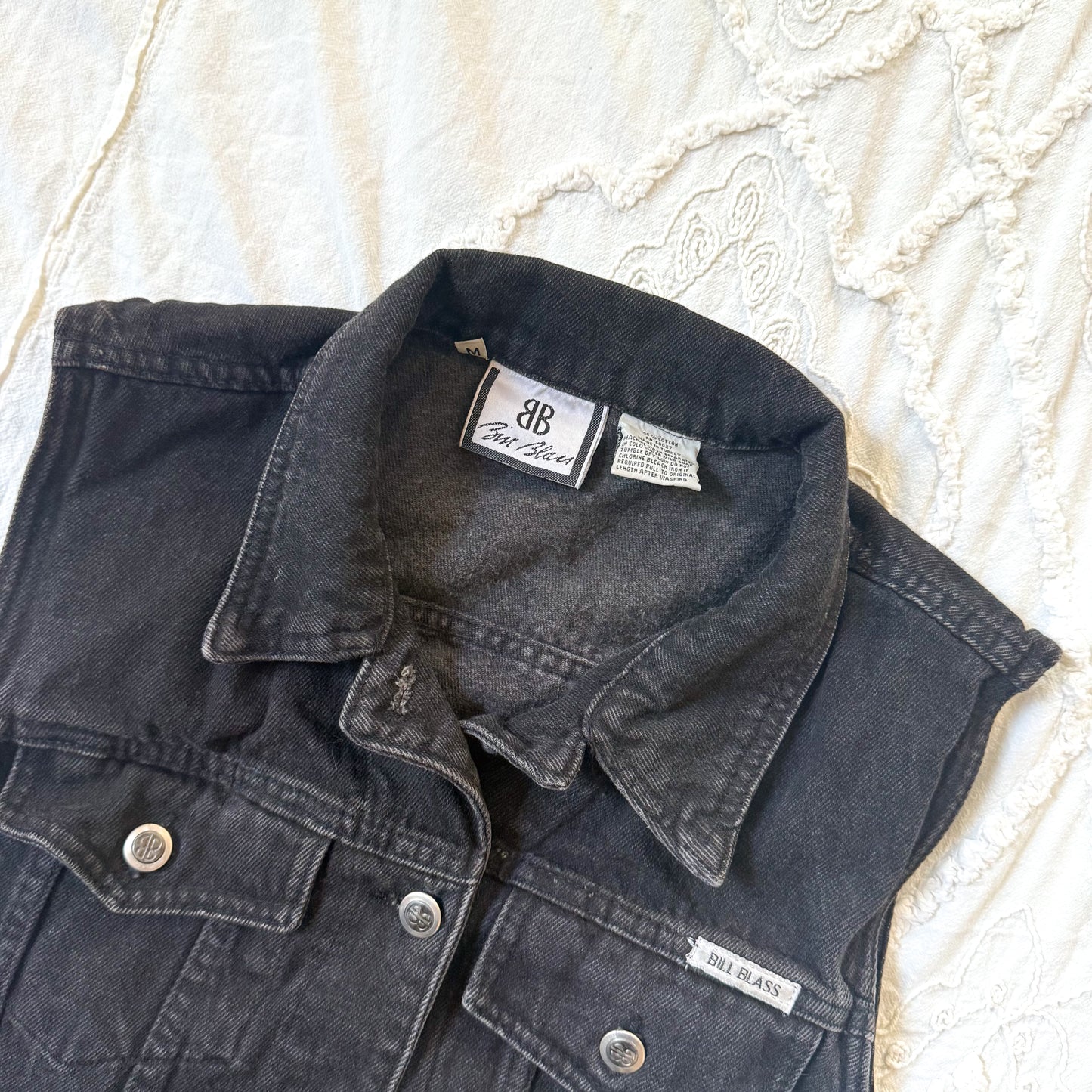 Vintage Bill Blass Black Denim Vest