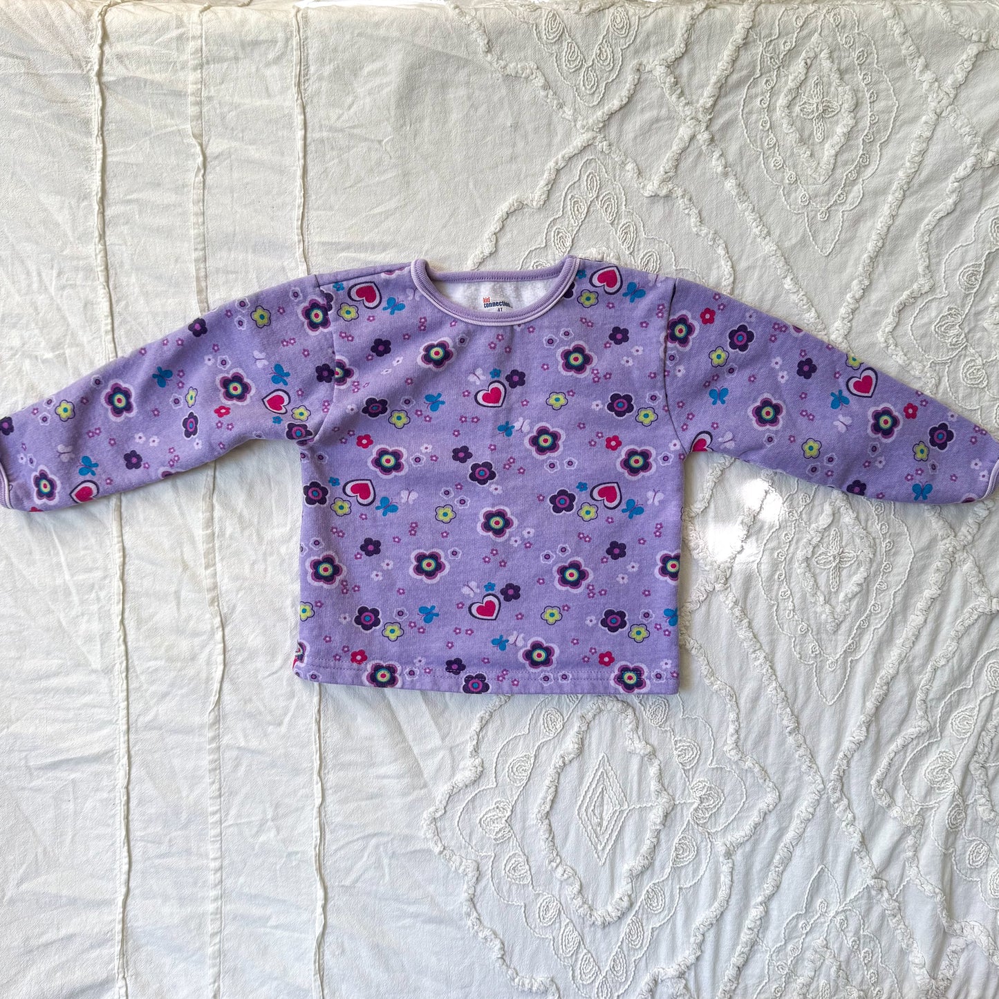 Kid Connection Purple Floral Sweater