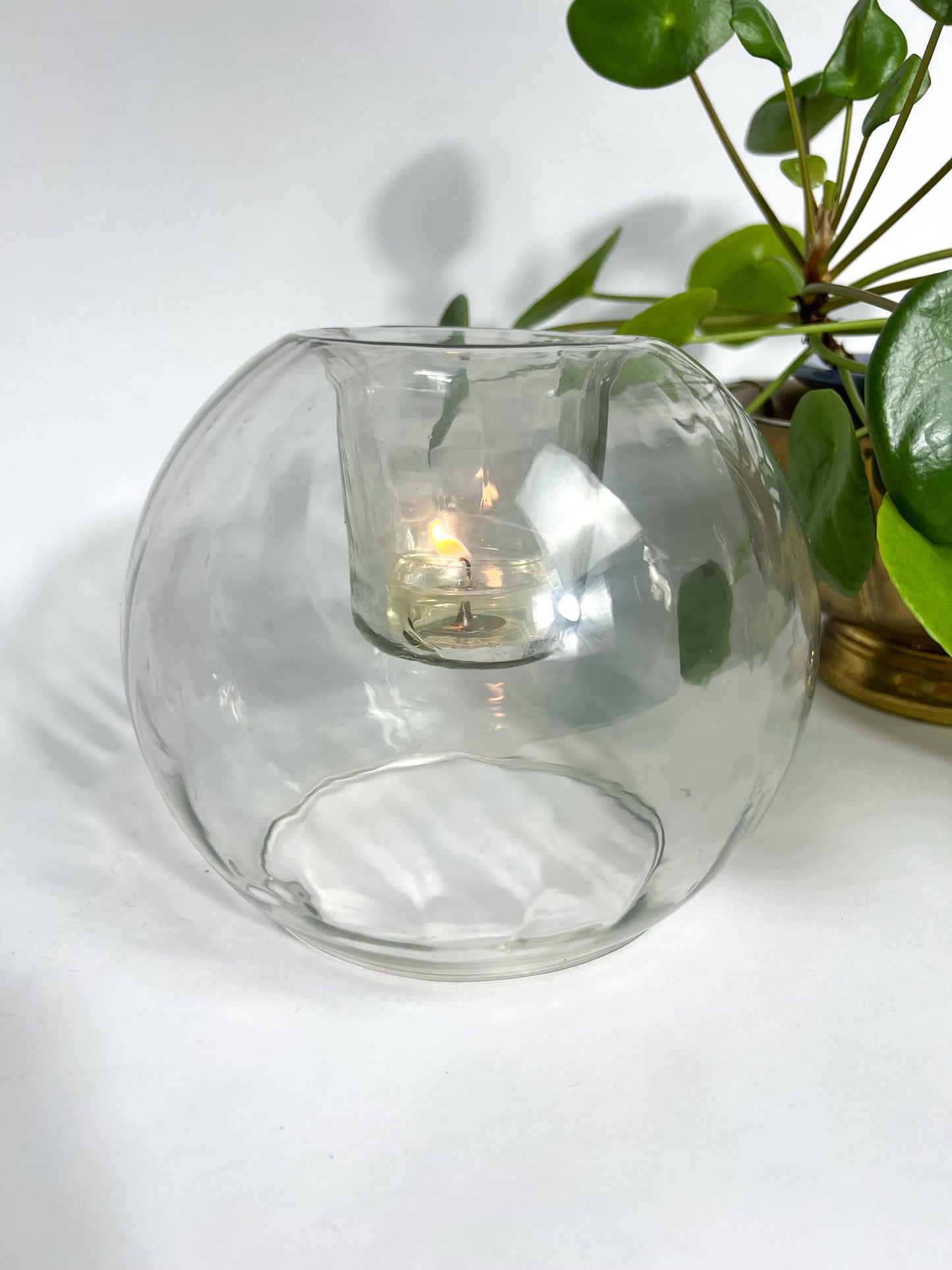 Optic Glass Sphere Candle Holder