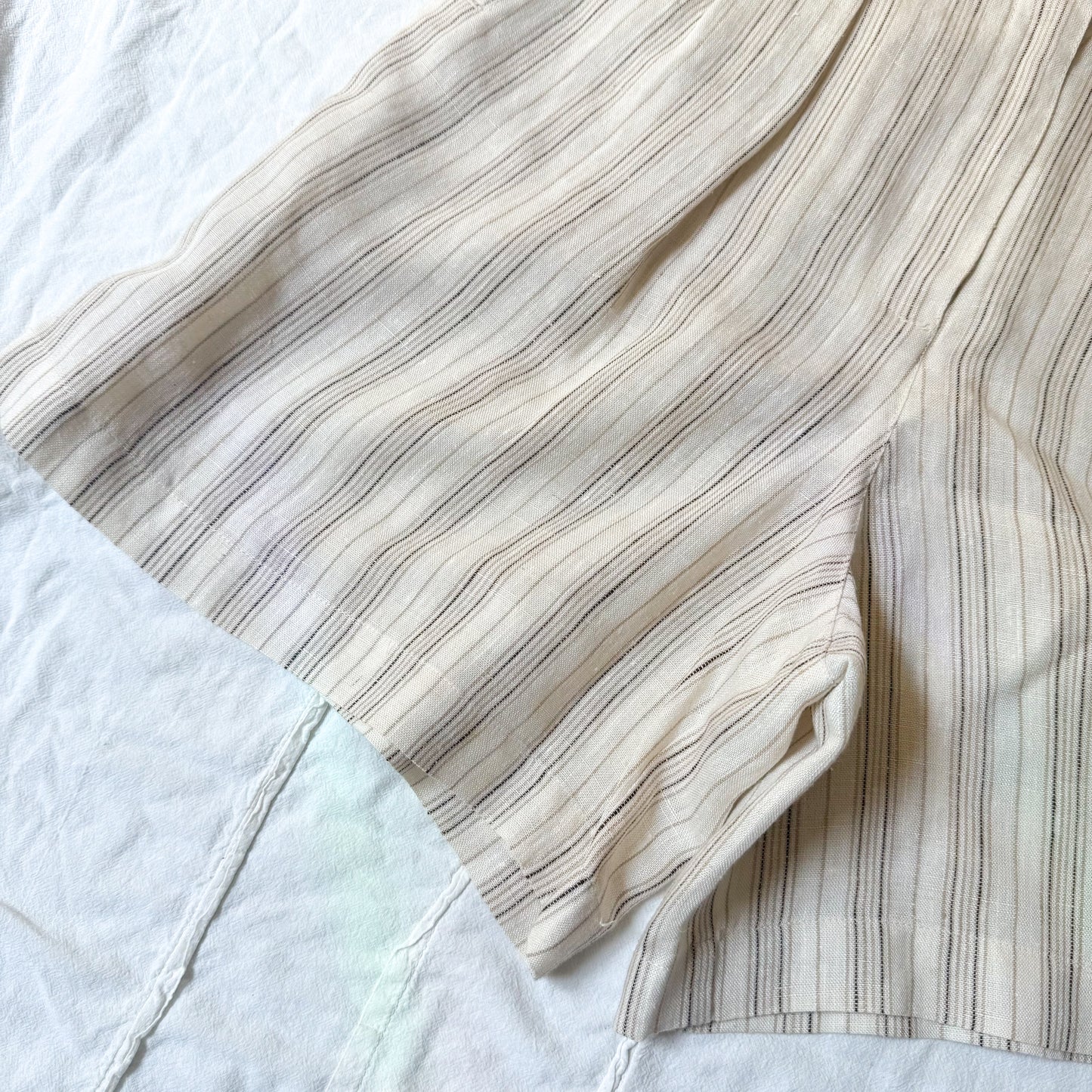 LizSport tan & cream striped high-waisted shorts