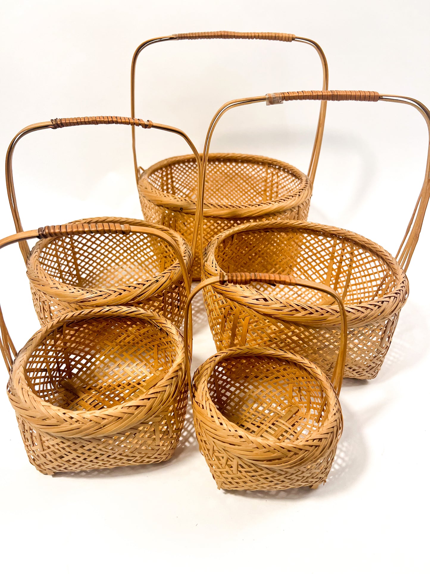 Nesting Handled Bamboo Baskets