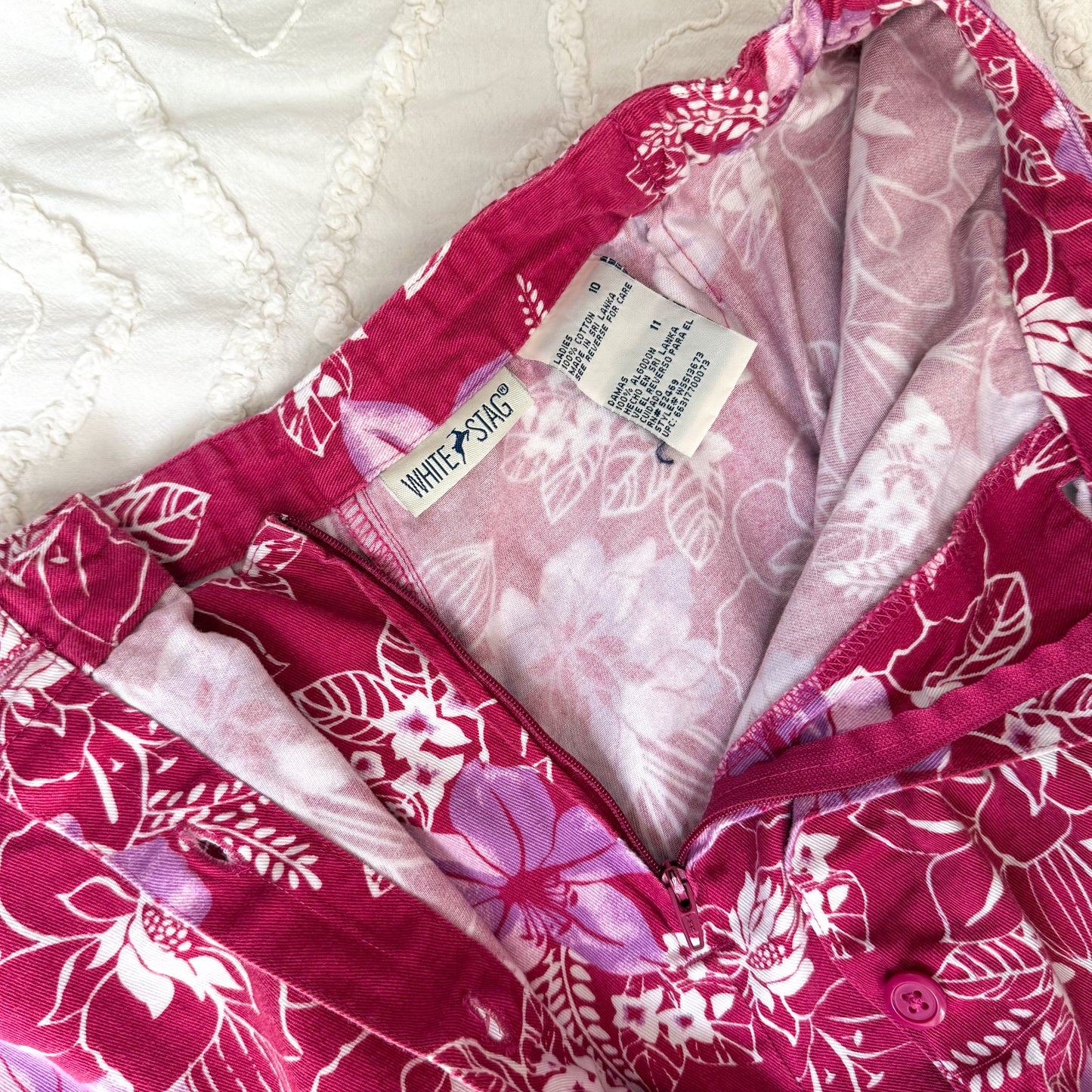 White stag pink floral skort