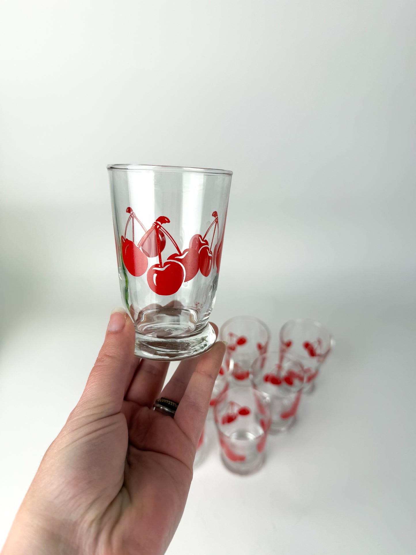 Vintage Libbey Cherry Clusters Juice Glasses - Set of 7