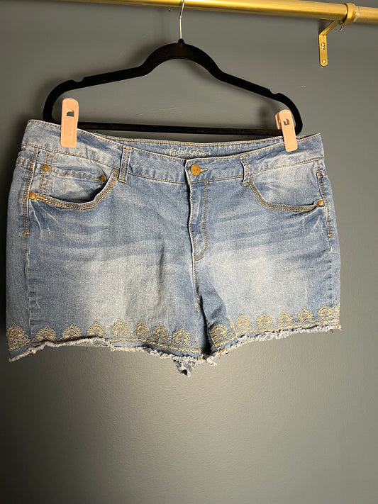 Faded Glory Embroidered Edge Denim Shorts