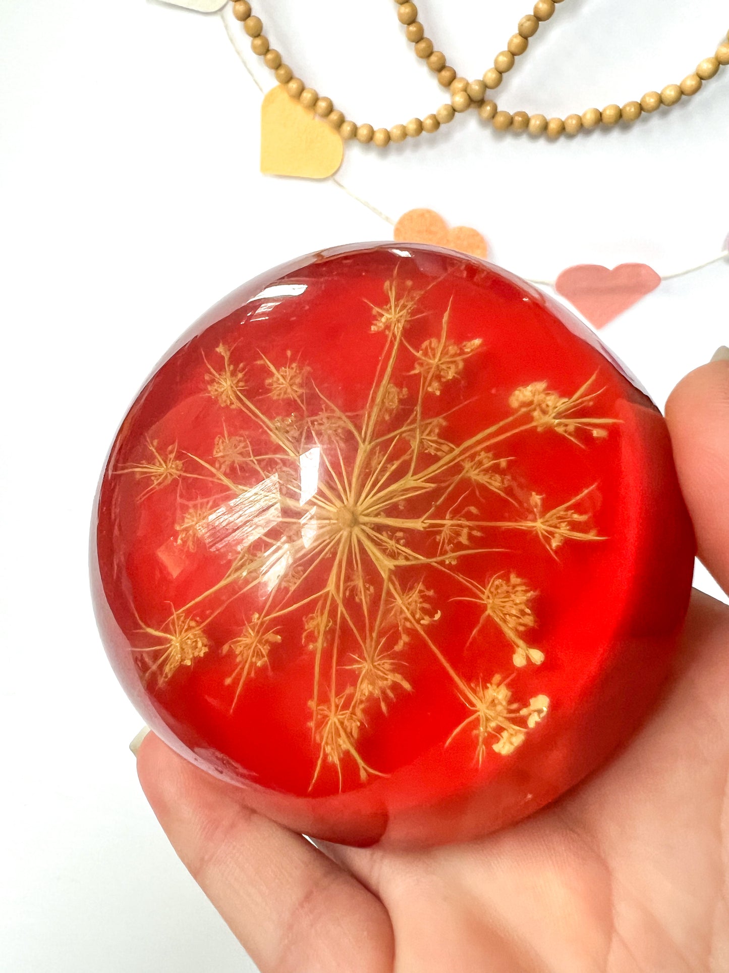 Lucite & Dried Floral Paperweight