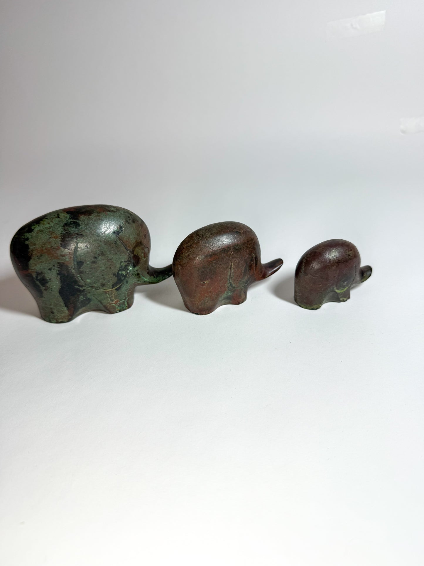 Vintage Brass elephant trio