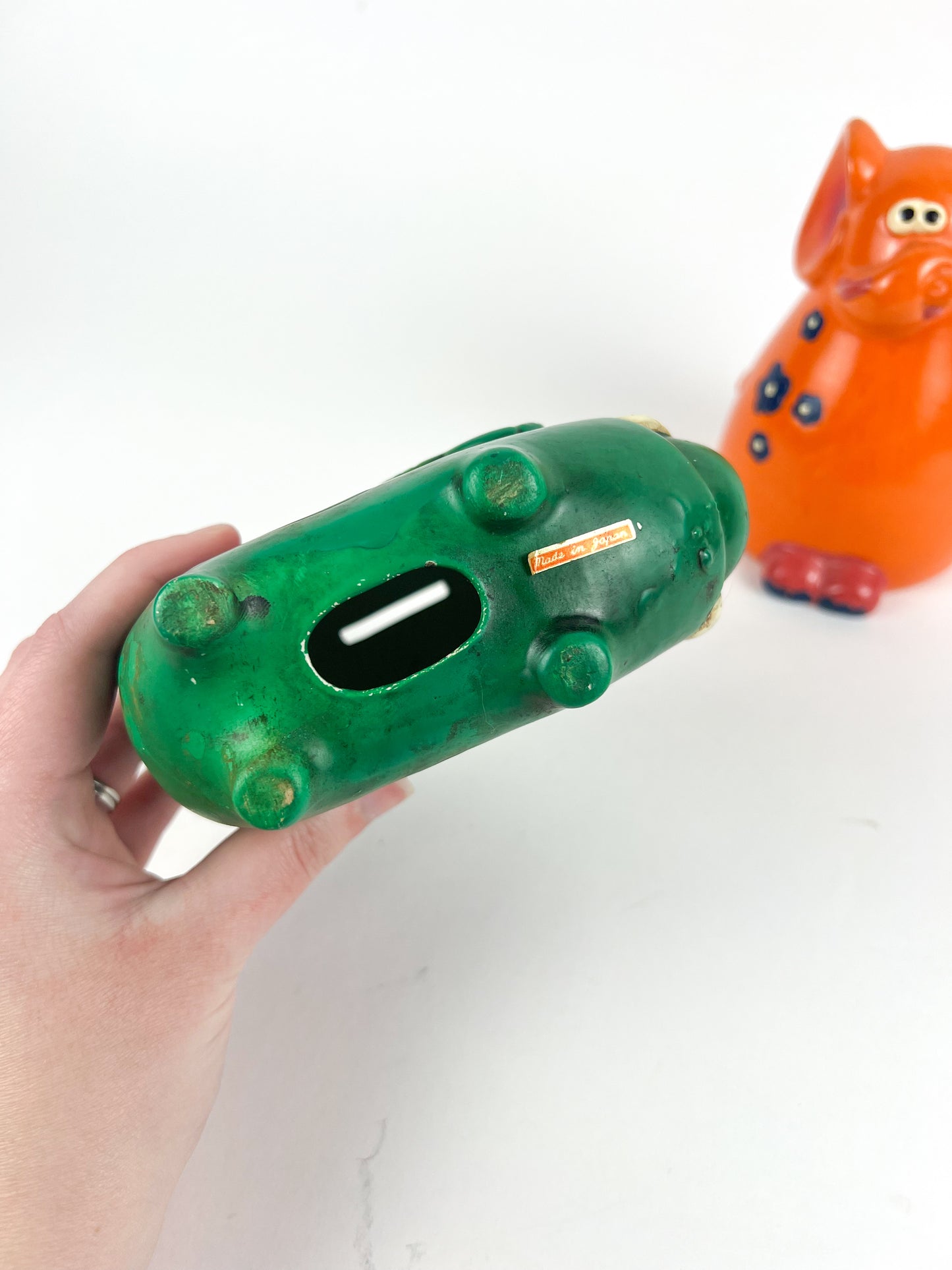 Retro Green Elephant Piggy Bank