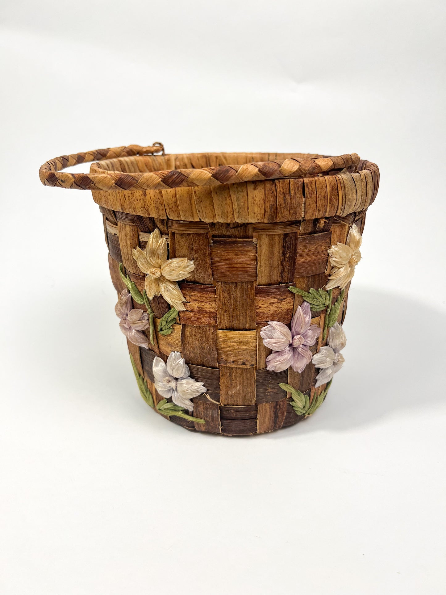 Raffia Embroidered Planter Basket