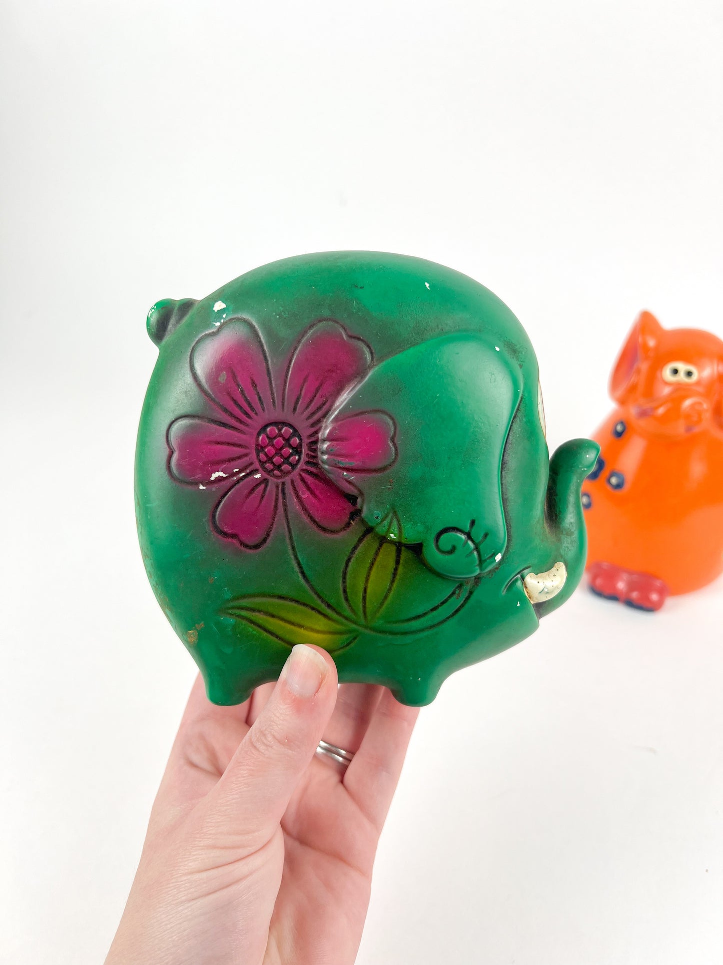 Retro Green Elephant Piggy Bank