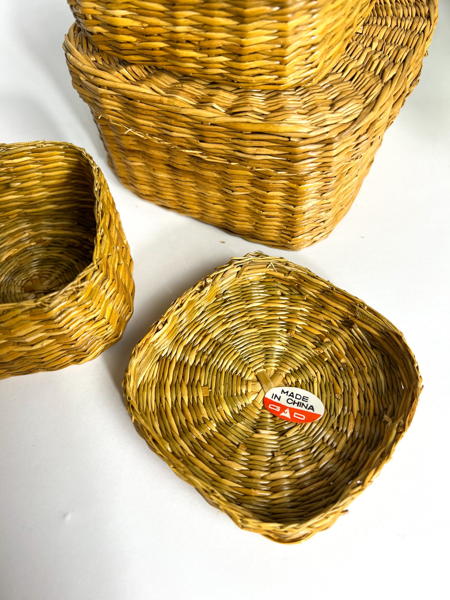 Vintage Woven Sweet Grass Nesting Baskets