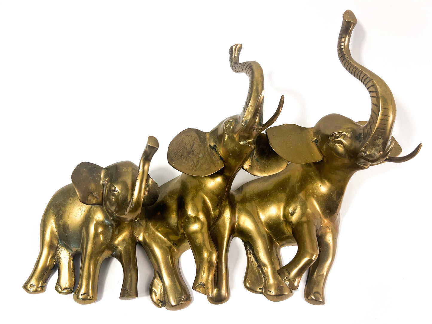 Brass Elephant Family Wall Hanging