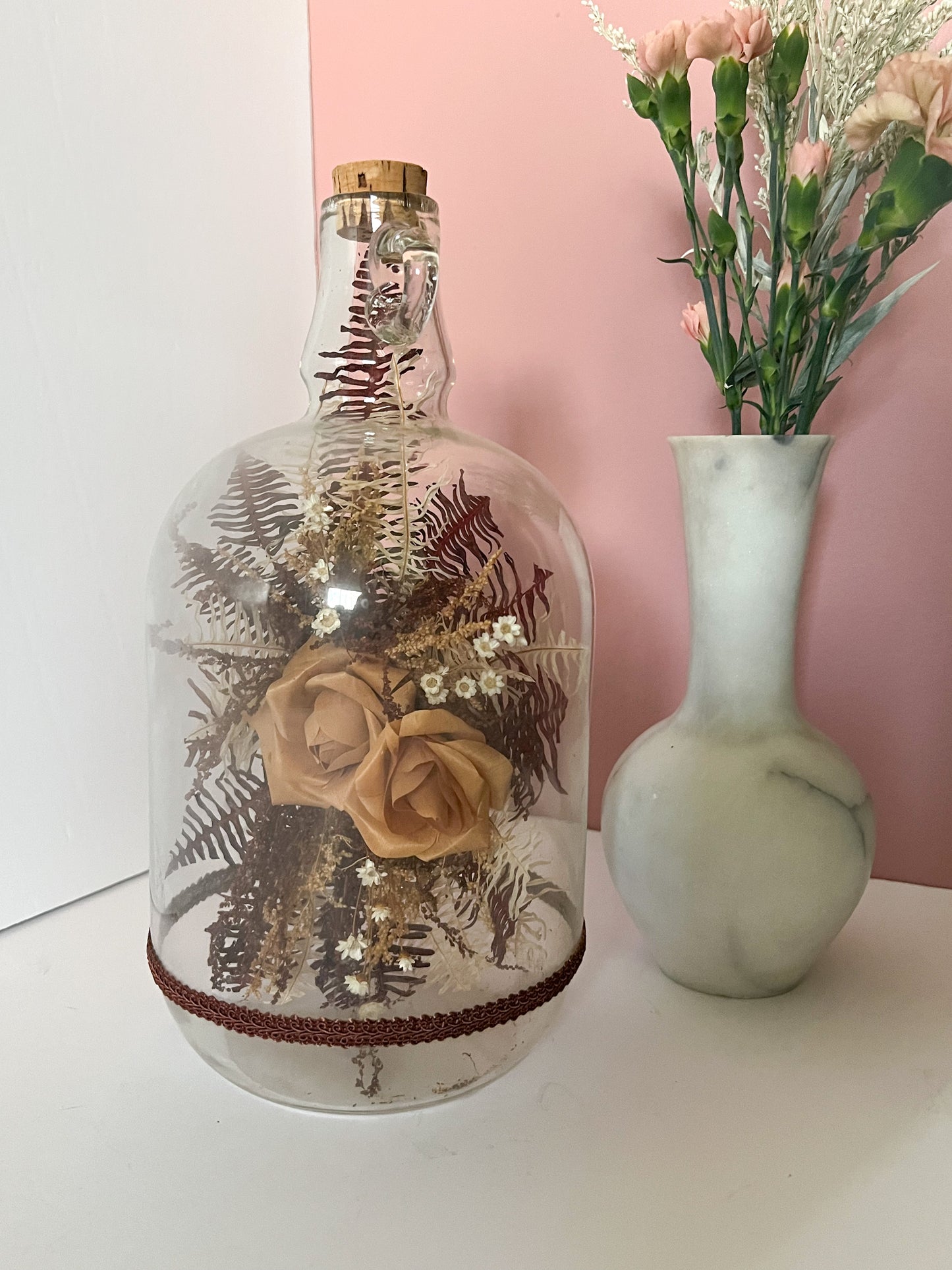 Paper Roses & Dried Florals in Glass Jug