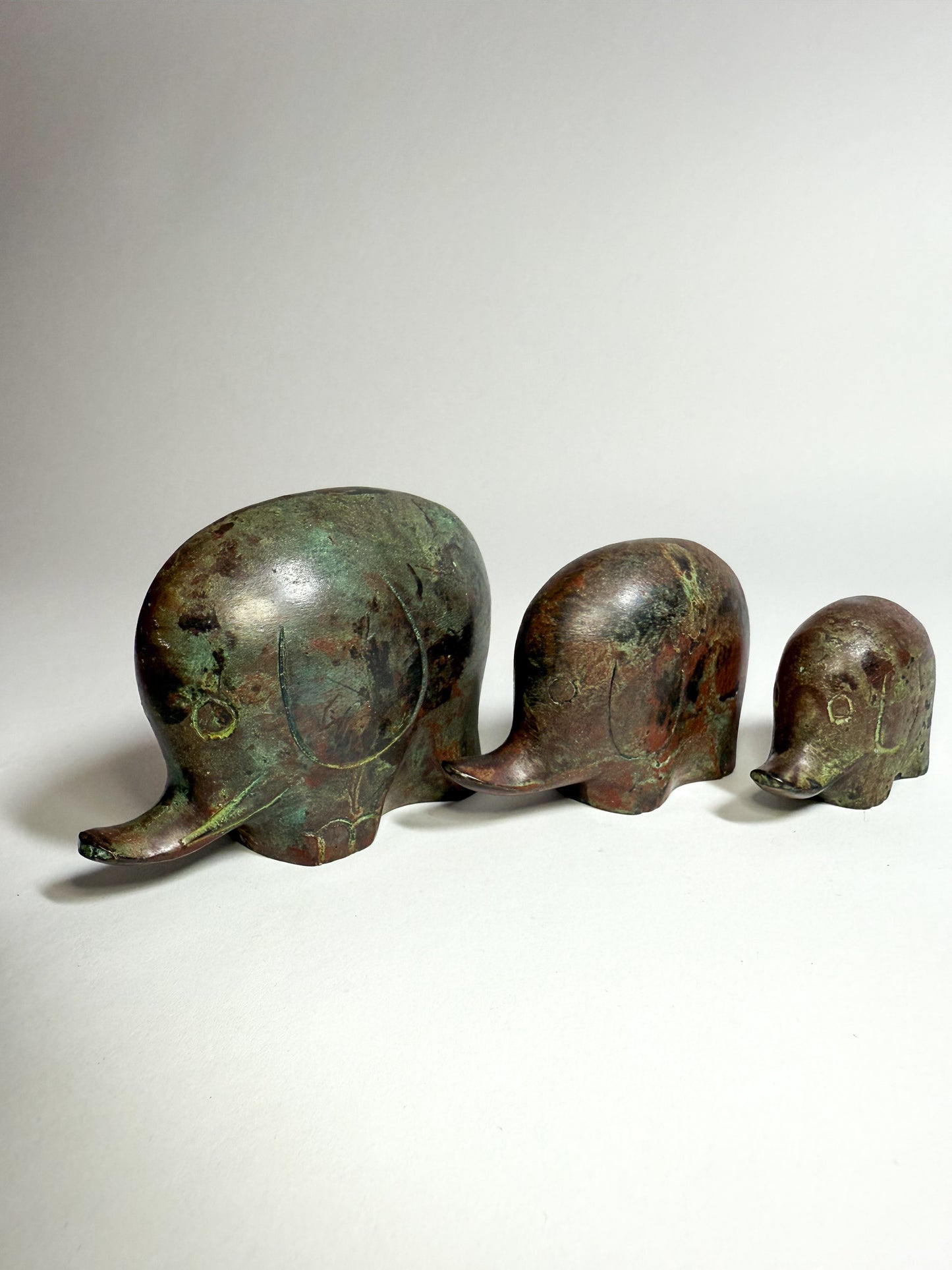 Vintage Brass elephant trio