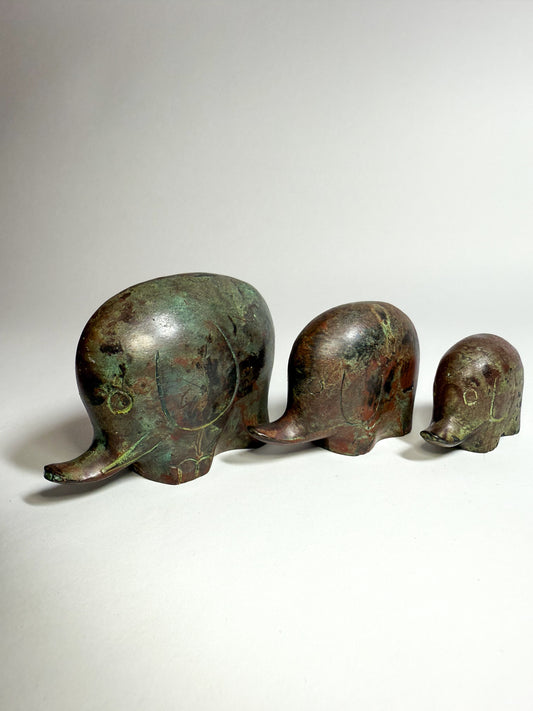 Vintage Brass elephant trio