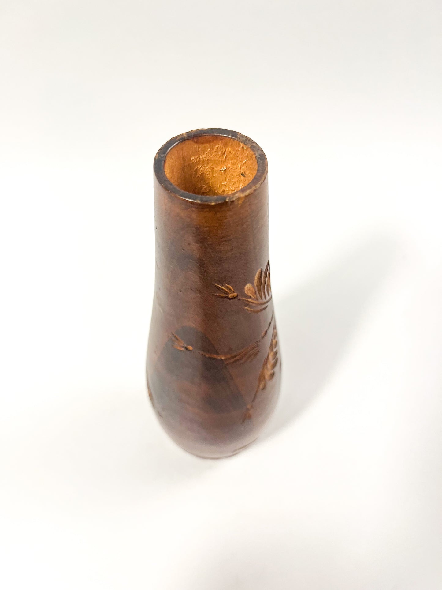 Hand Carved & Laquered Wood Vase