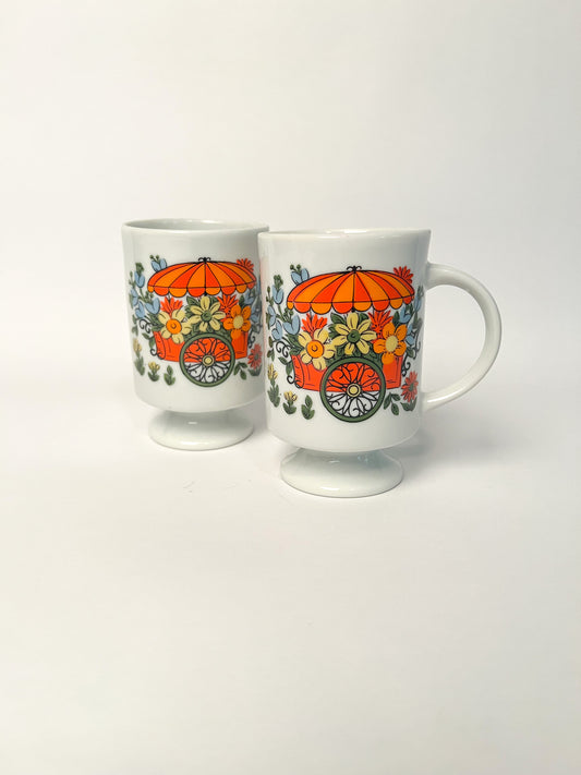 Pair of Ceramic Pedestal Coffee Mugs