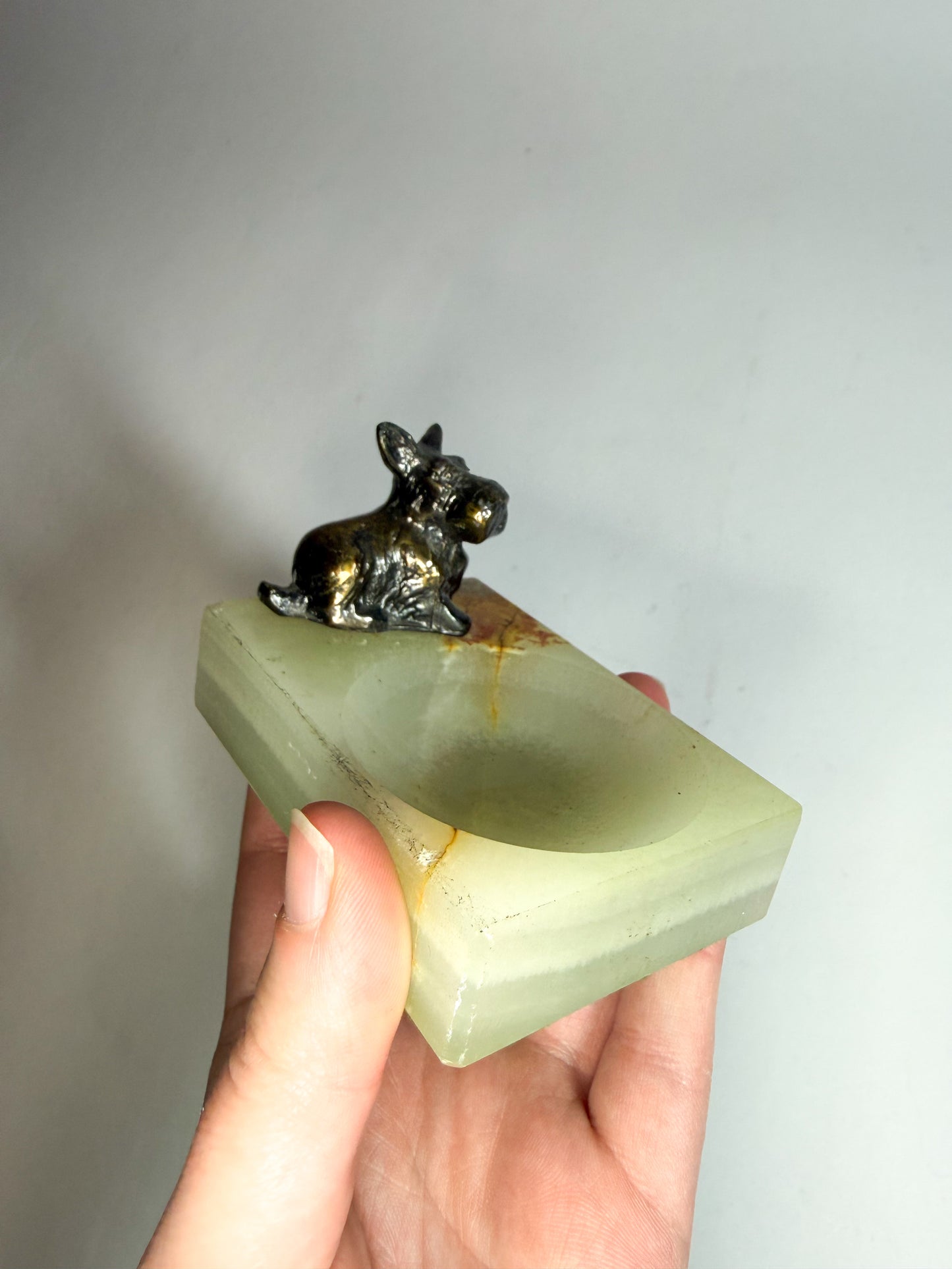 Onyx ashtray w/ bronze Scottie